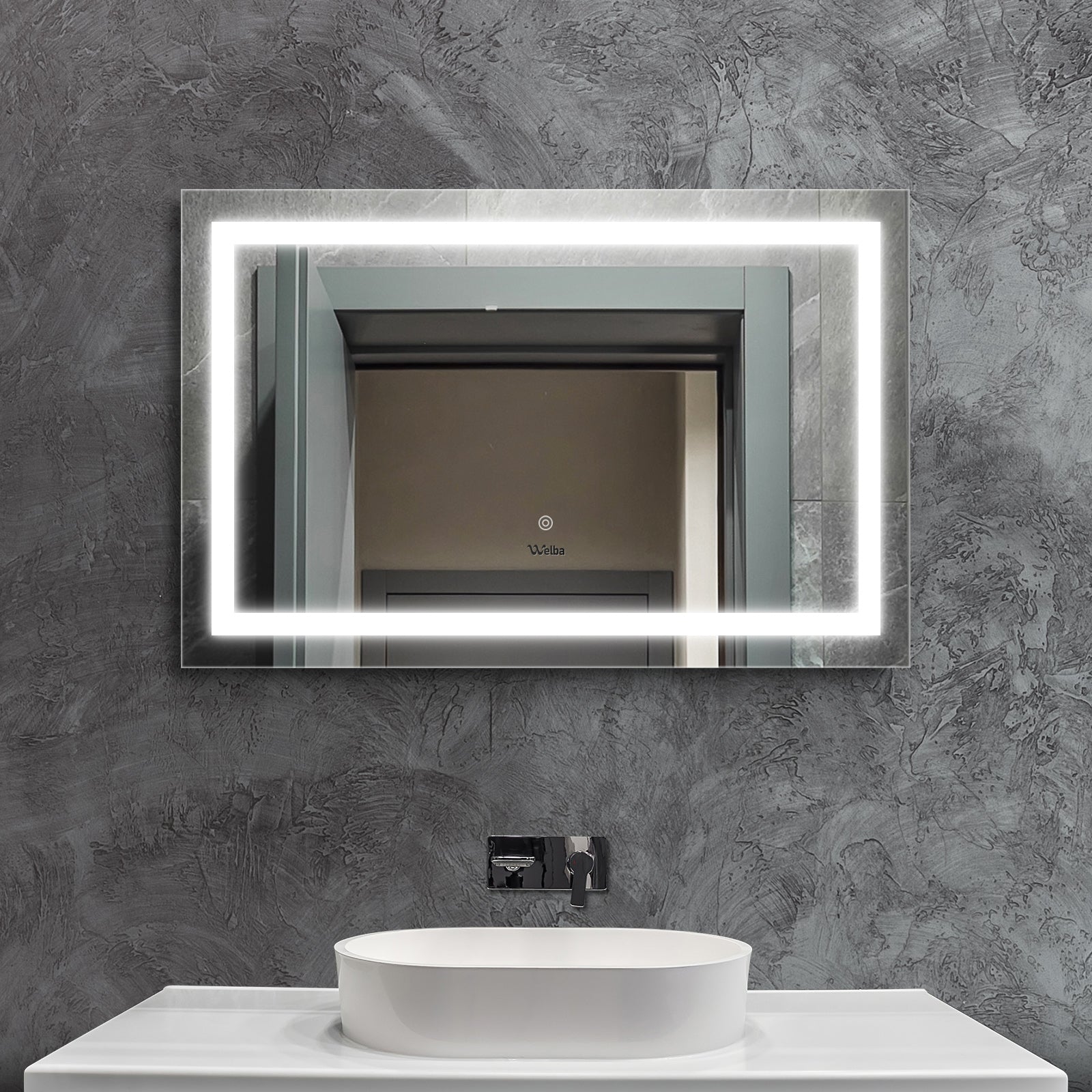 Welba LED Rectangle Bathroom Mirror Anti-fog Smart Makeup Wall Mirrors Decor - Sunyee