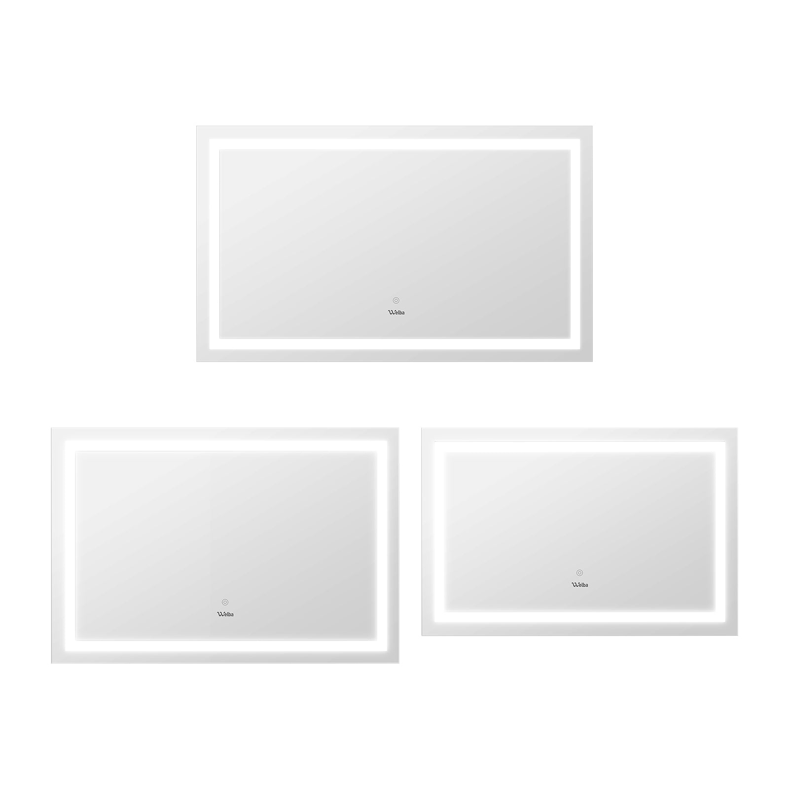 Welba LED Rectangle Bathroom Mirror Anti-fog Smart Makeup Wall Mirrors Decor - Sunyee