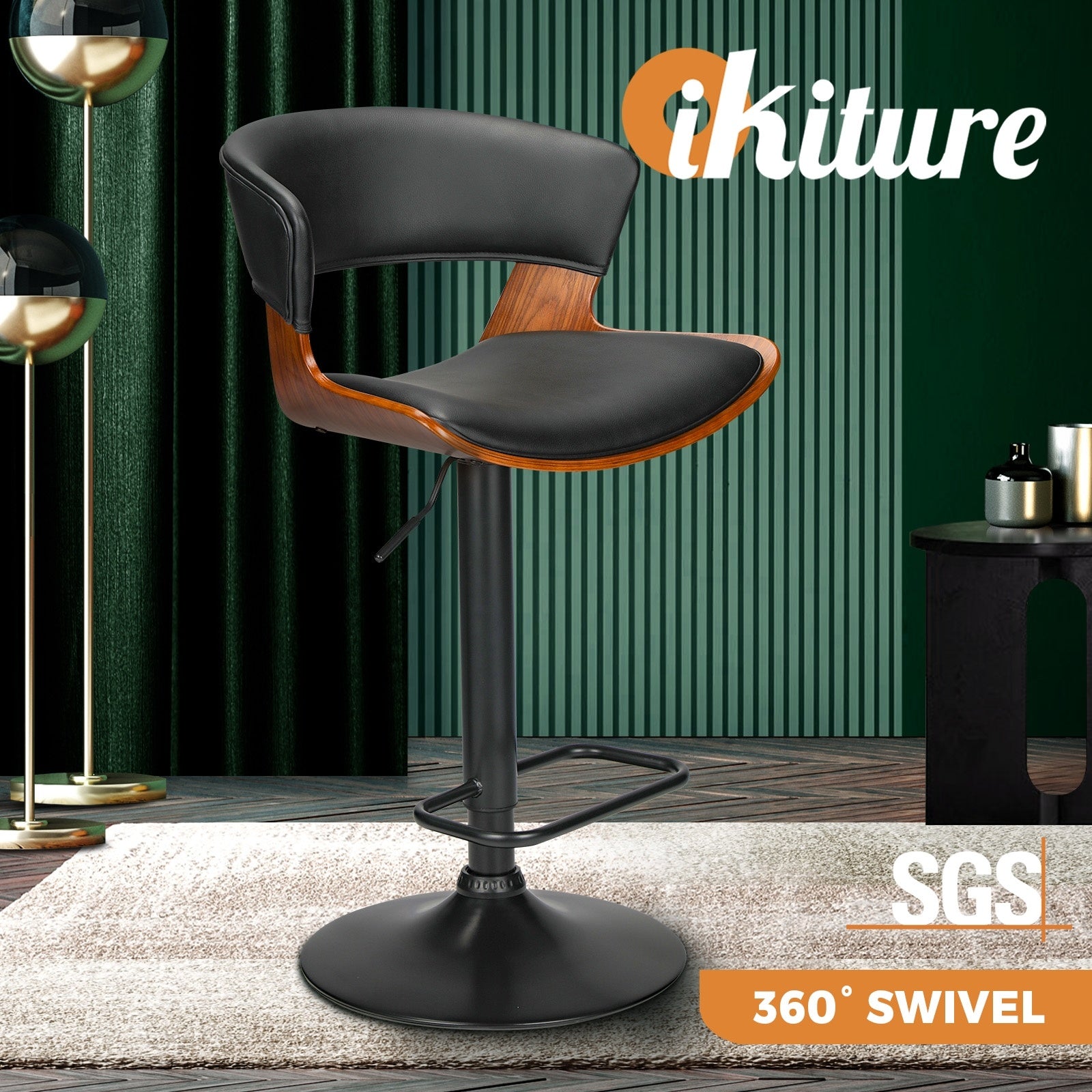 Oikiture Bar Stools Kitchen Stool Bar Chairs Metal Barstool Dining Chair Swivel - Sunyee