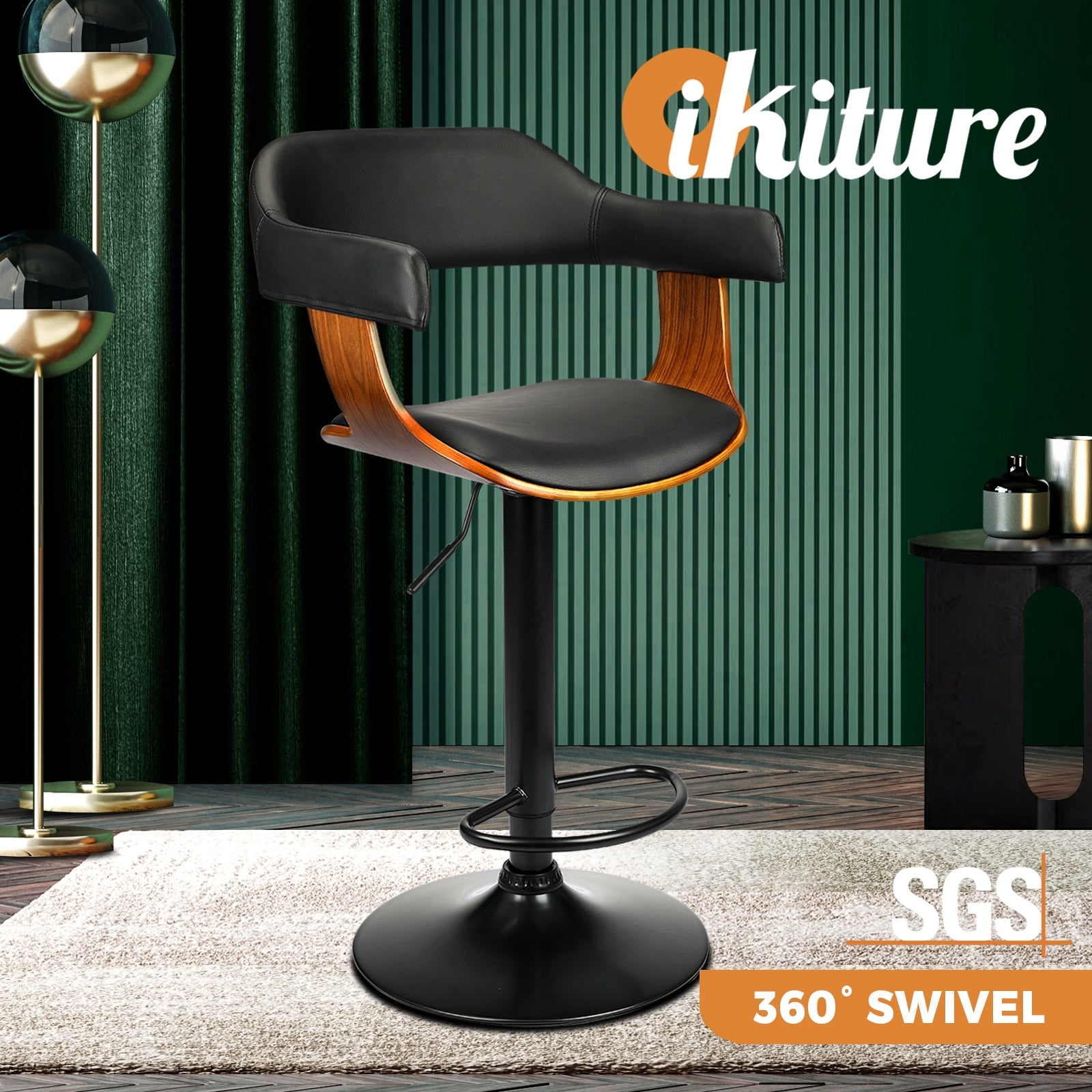 Oikiture Bar Stools Kitchen Stool Bar Chairs Metal Barstool Dining Chair Swivel - Sunyee