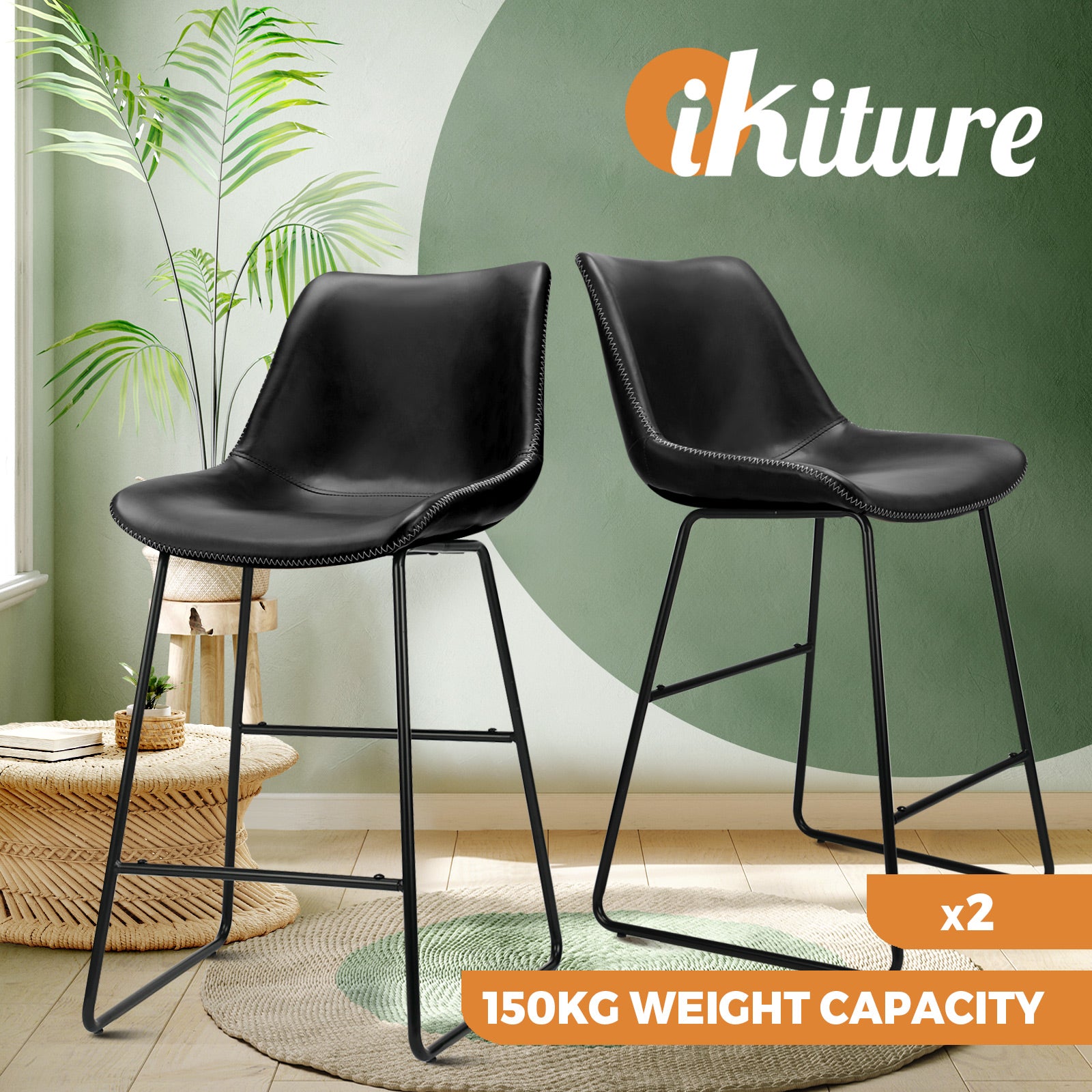 Oikiture Bar Stools Kitchen Stool Bar Chairs Metal Barstool Dining Chair Swivel - Sunyee