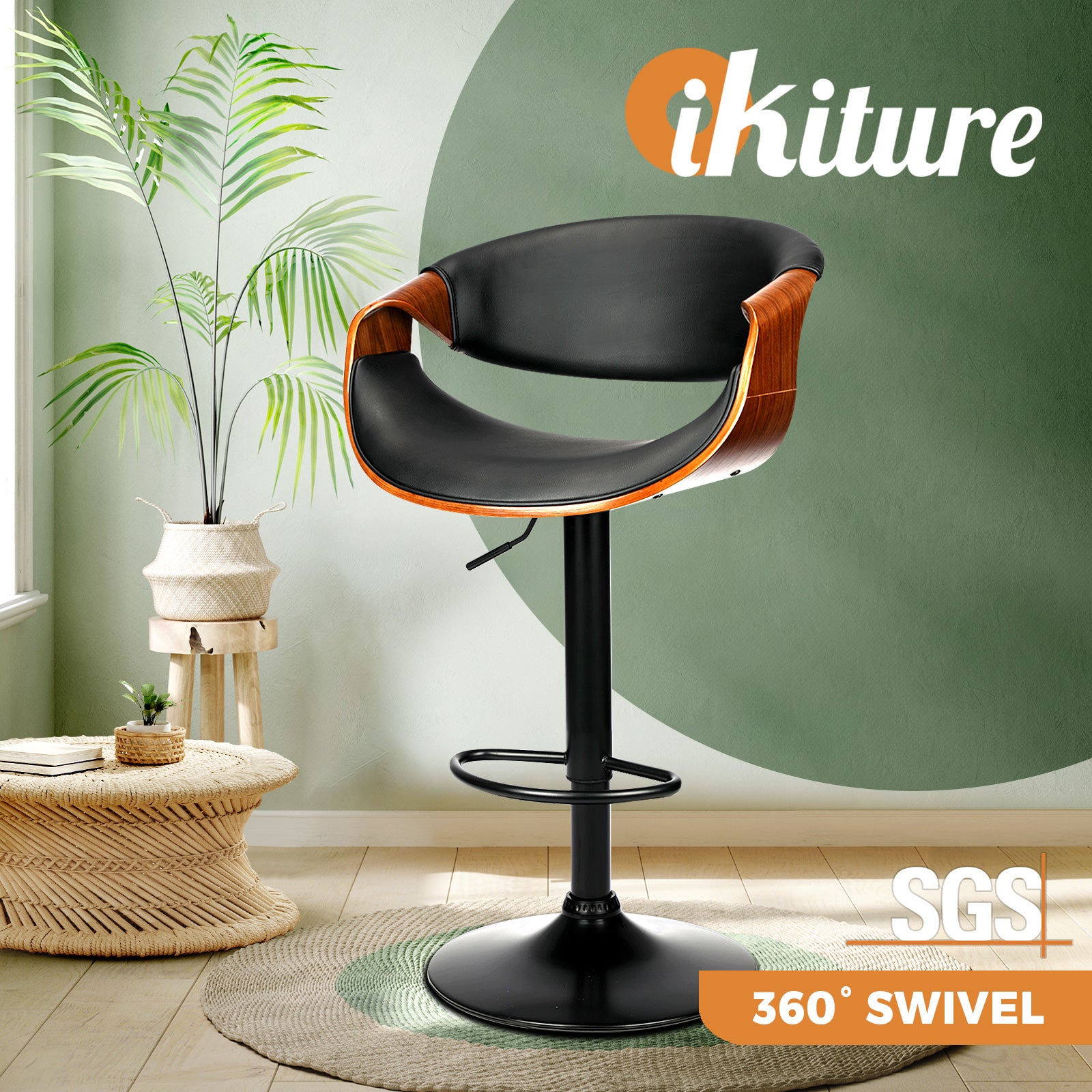 Oikiture Bar Stools Kitchen Stool Bar Chairs Metal Barstool Dining Chair Swivel - Sunyee
