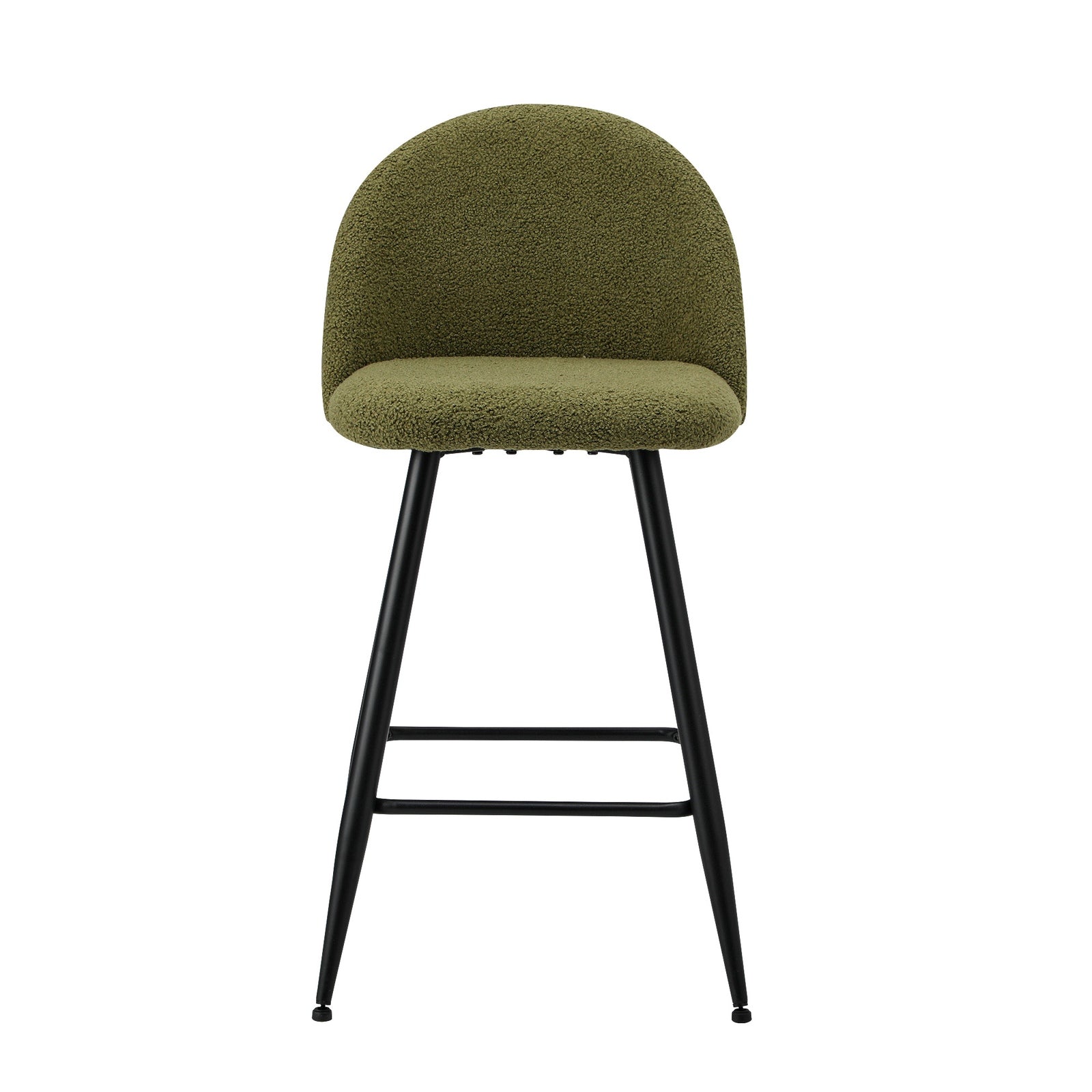 Oikiture 2x Bar Stools Kitchen Dining Chairs Counter Stool Green Boucle Padded - Sunyee