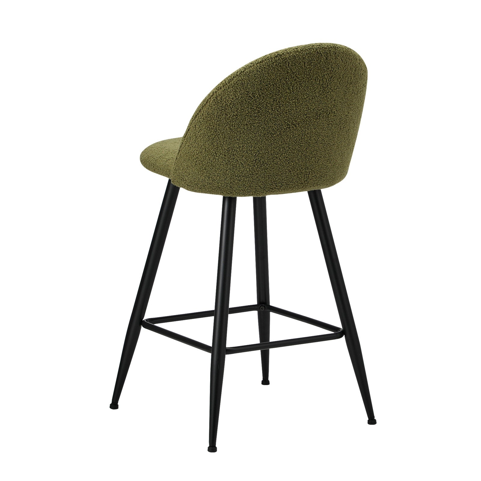 Oikiture 2x Bar Stools Kitchen Dining Chairs Counter Stool Green Boucle Padded - Sunyee