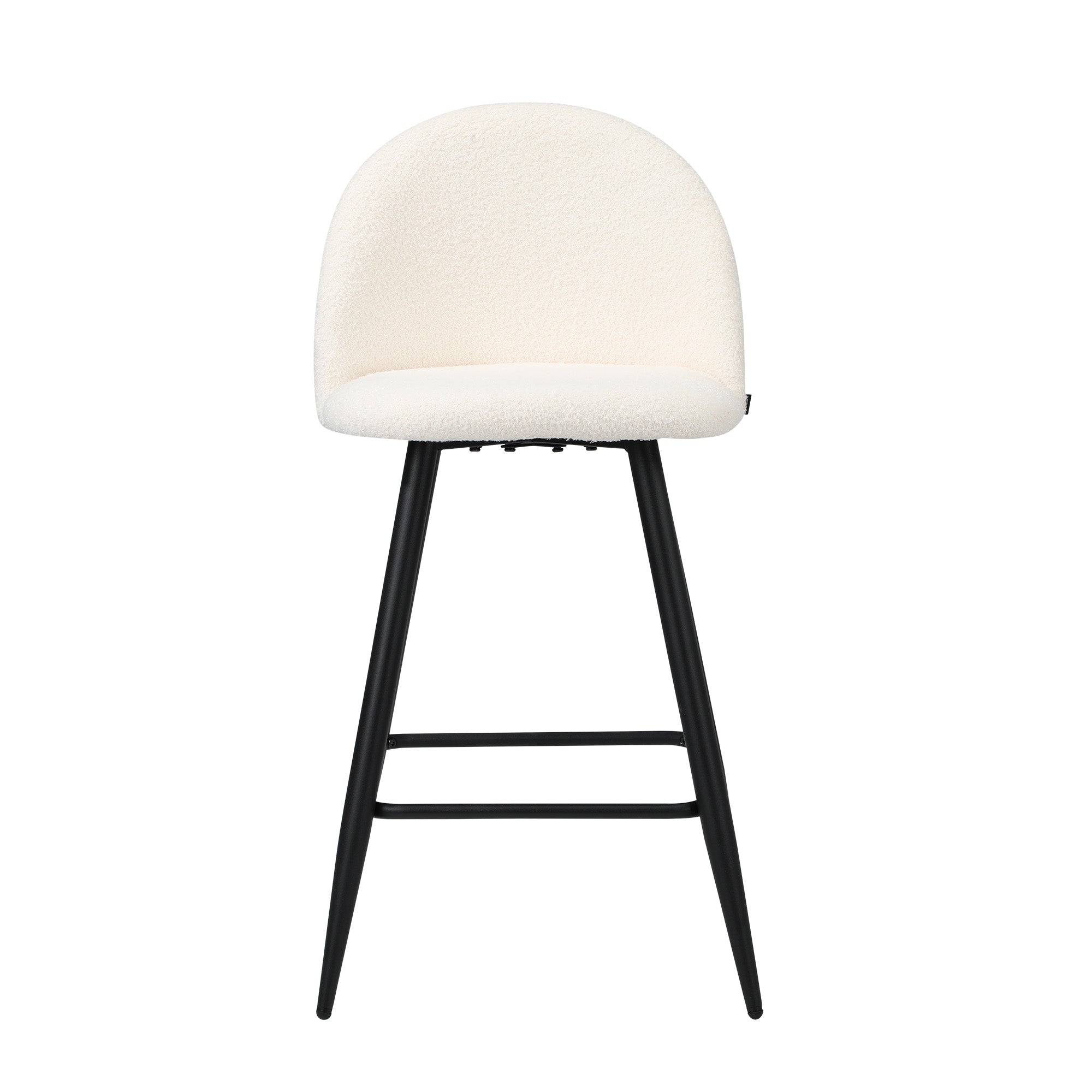 Oikiture 2x Bar Stools Kitchen Dining Chairs Counter Stool White Boucle Padded - Sunyee