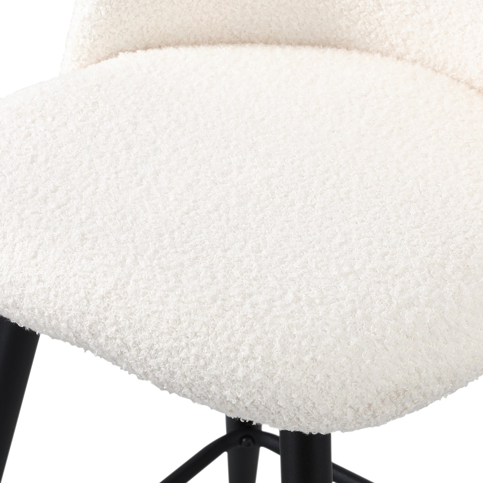 Oikiture 4x Bar Stools Kitchen Dining Chairs Counter Stool White Boucle Padded - Sunyee