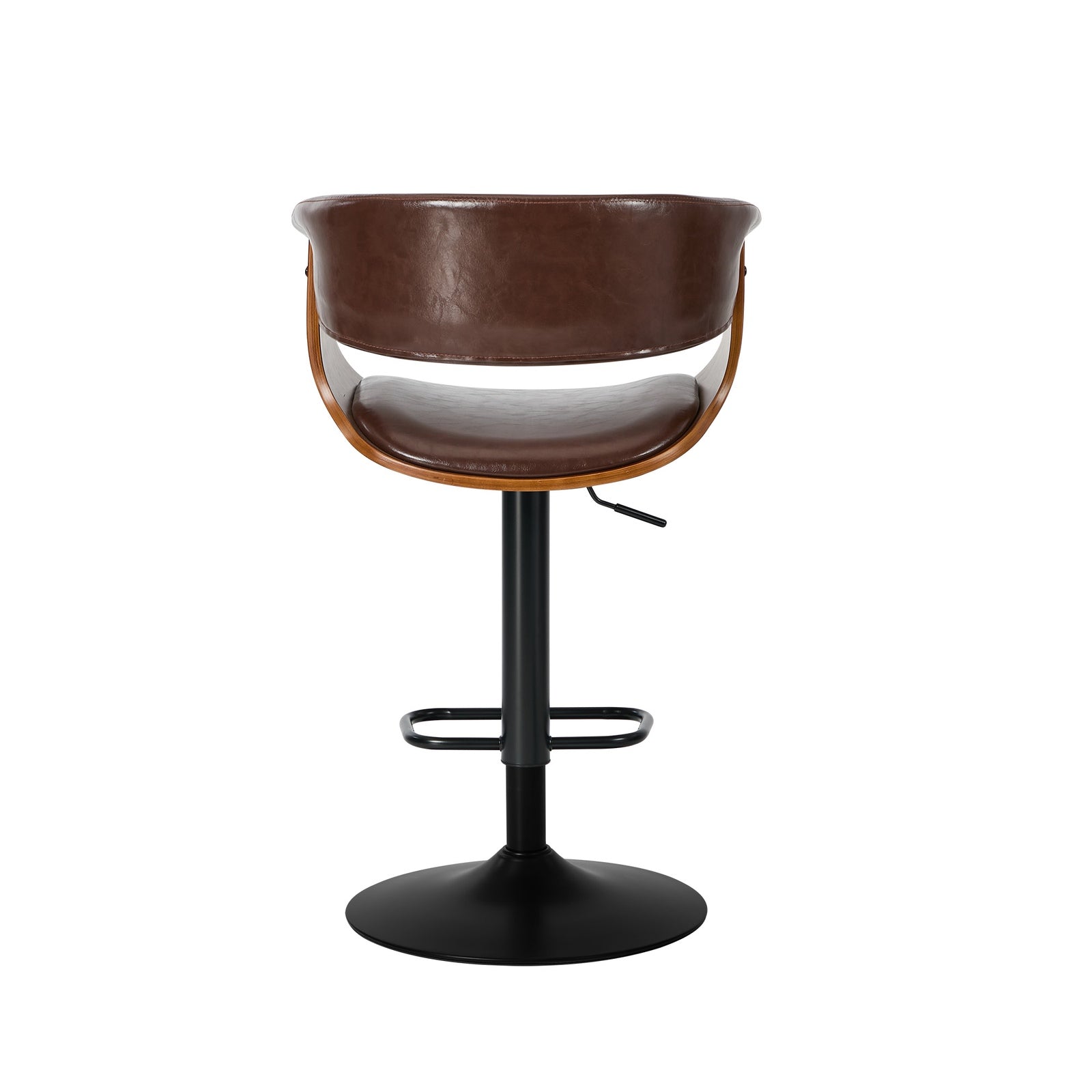 Oikiture 2x Bar Stools Swivel Gas Lift Counter Stool Armrest Leather Brown