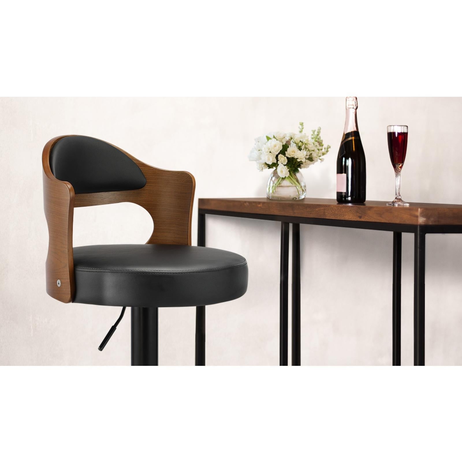 Oikiture Bar Stools Kitchen Swivel Barstool Chair Gas Lift Metal Leather x2 - Sunyee