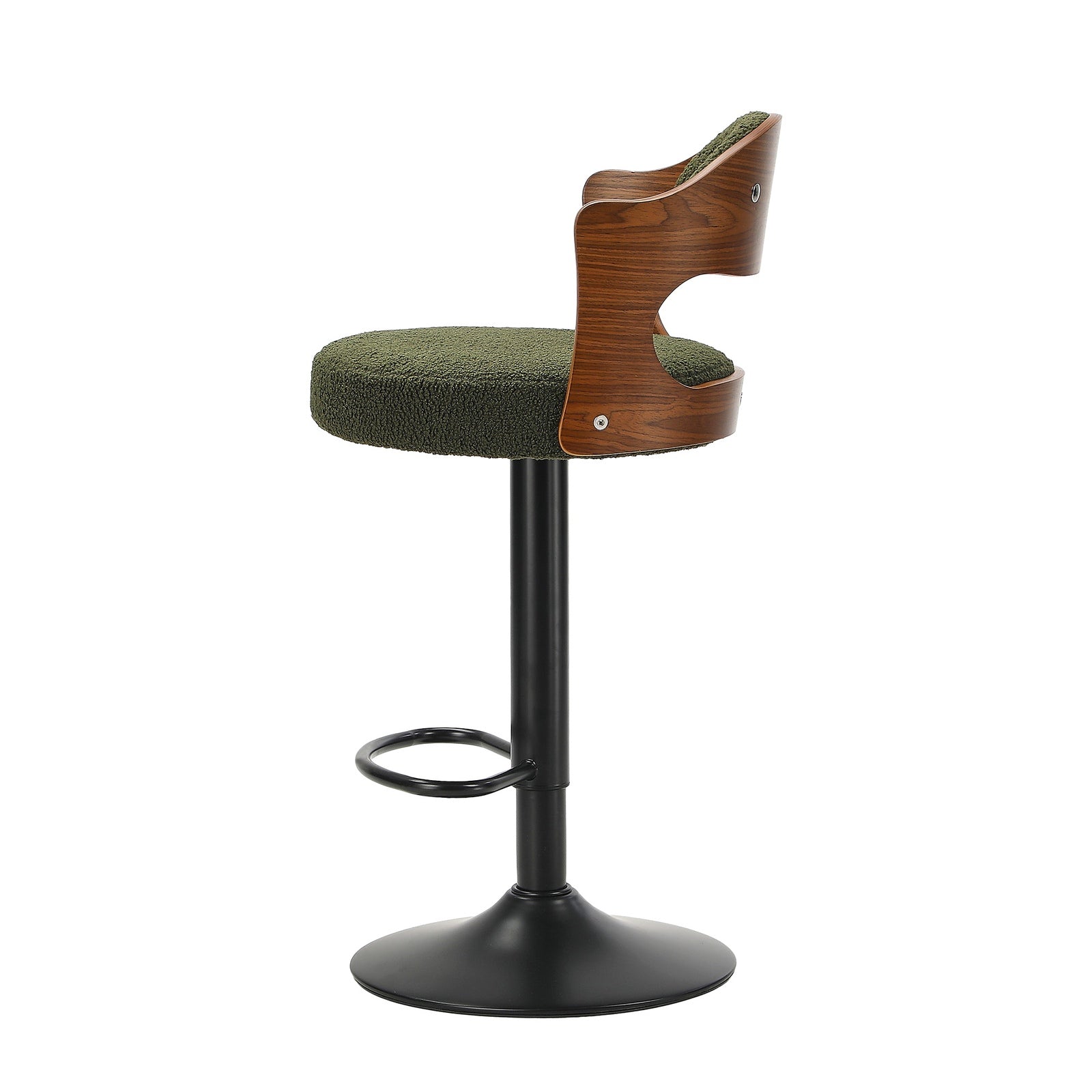 Oikiture 2x Bar Stools Swivel Kitchen Bar Chairs Gas Lift Stools Green Boucle - Sunyee