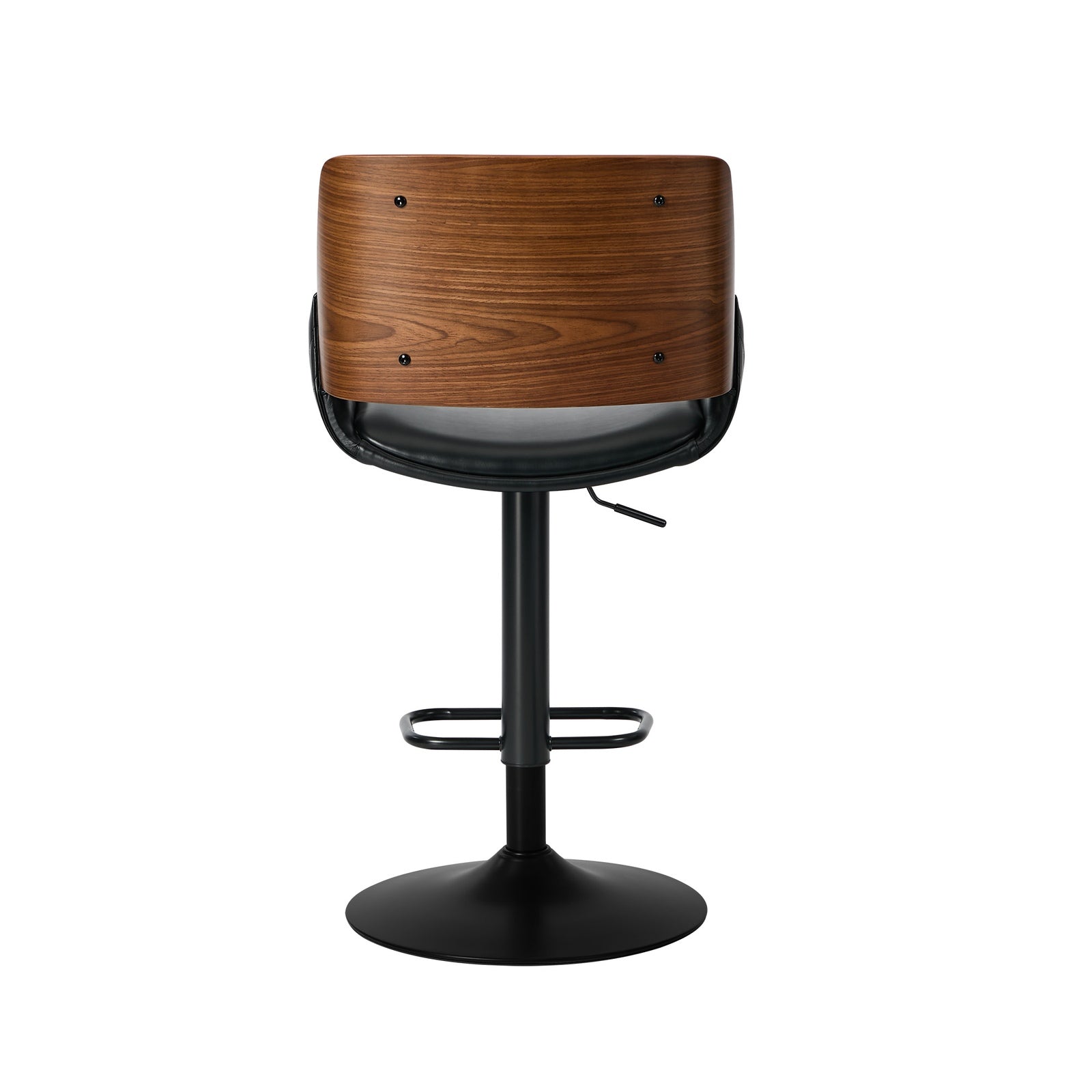 Oikiture 2x Bar Stools Kitchen Dining Chairs Swivel Gas Lift Stool Leather Black
