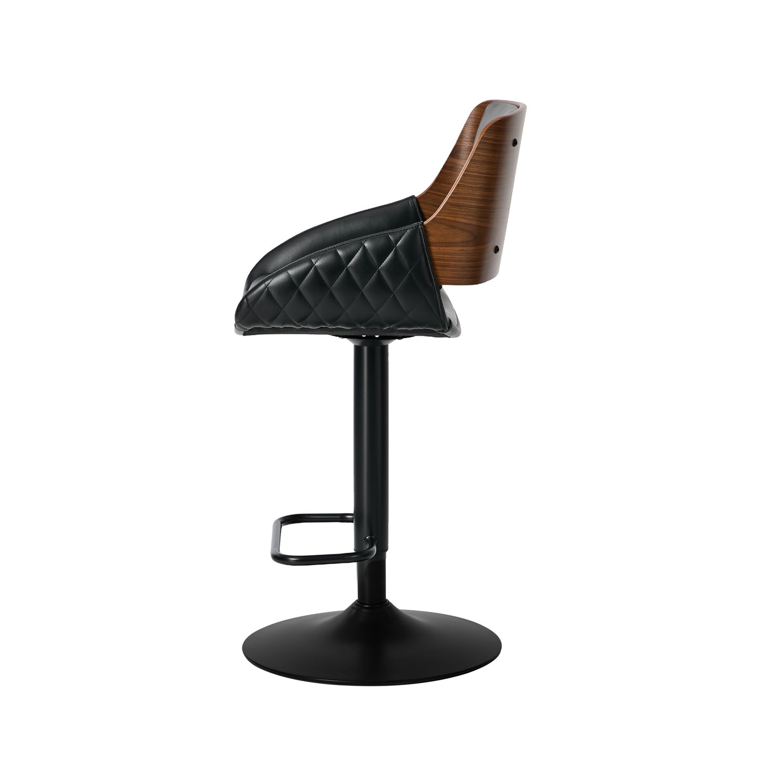 Oikiture 2x Bar Stools Kitchen Dining Chairs Swivel Gas Lift Stool Leather Black