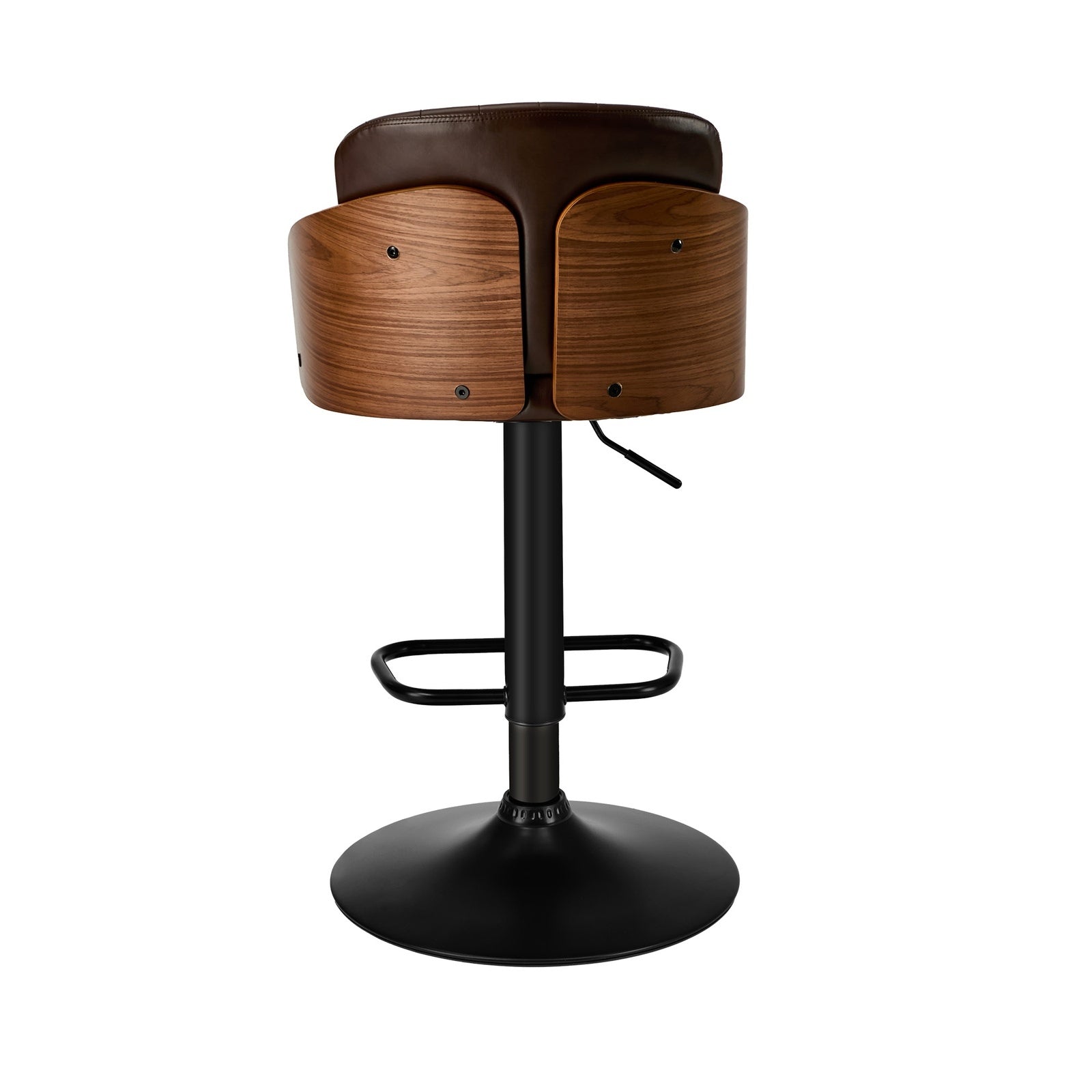 Oikiture 4x Bar Stools Adjustable Counter Height Stool Swivel Leather Brown - Sunyee