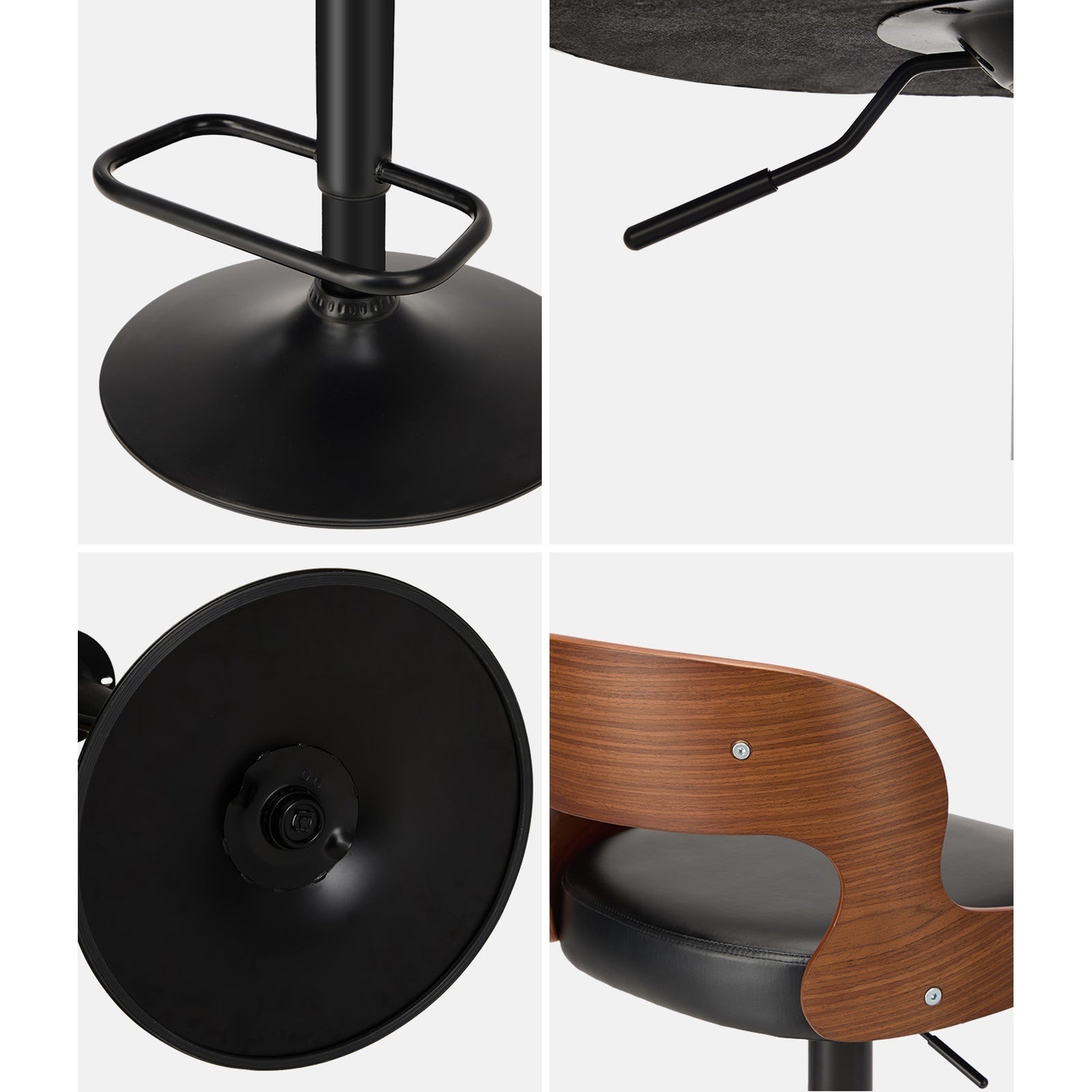 Oikiture Bar Stools Gas Lift Kitchen Dining Chair Stool Swivel PU Leather x2/x4 - Sunyee