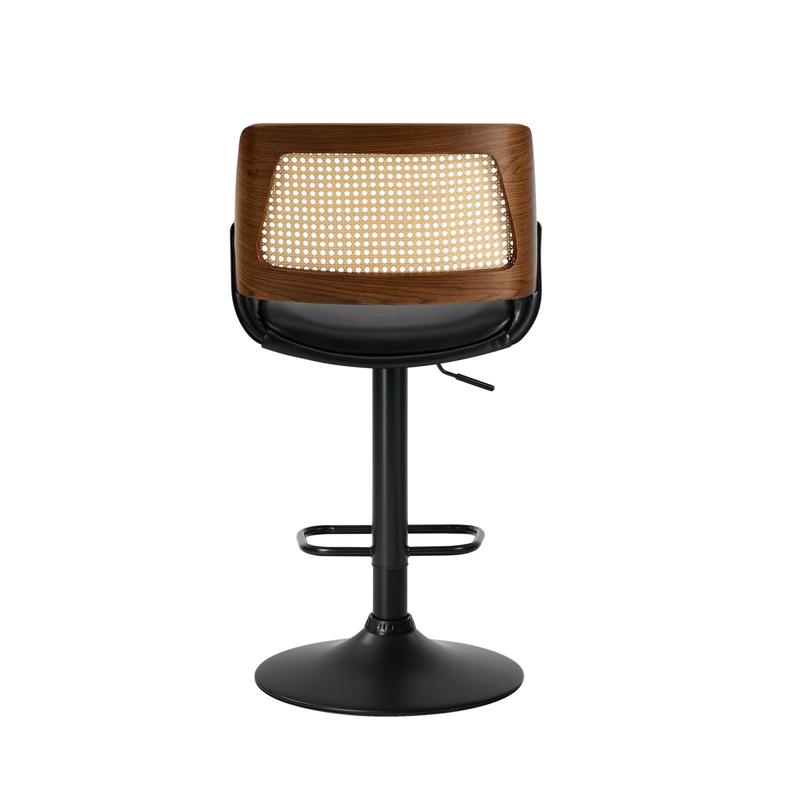 Oikiture 4x Bar Stools Kitchen Dining Chairs Gas Lift Stool Rattan Leather Black