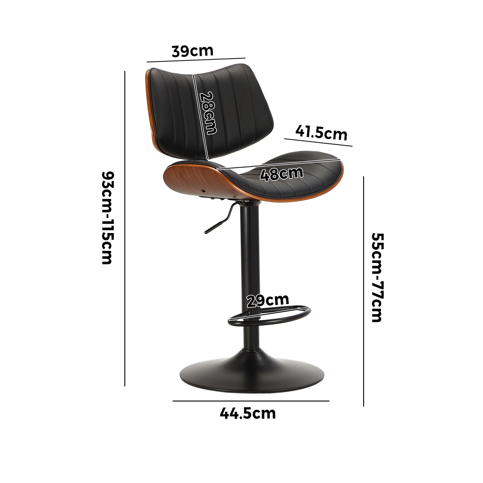 Oikiture 4x Bar Stool Kitchen Swivel Chair Wooden Leather Gas Lift - Sunyee