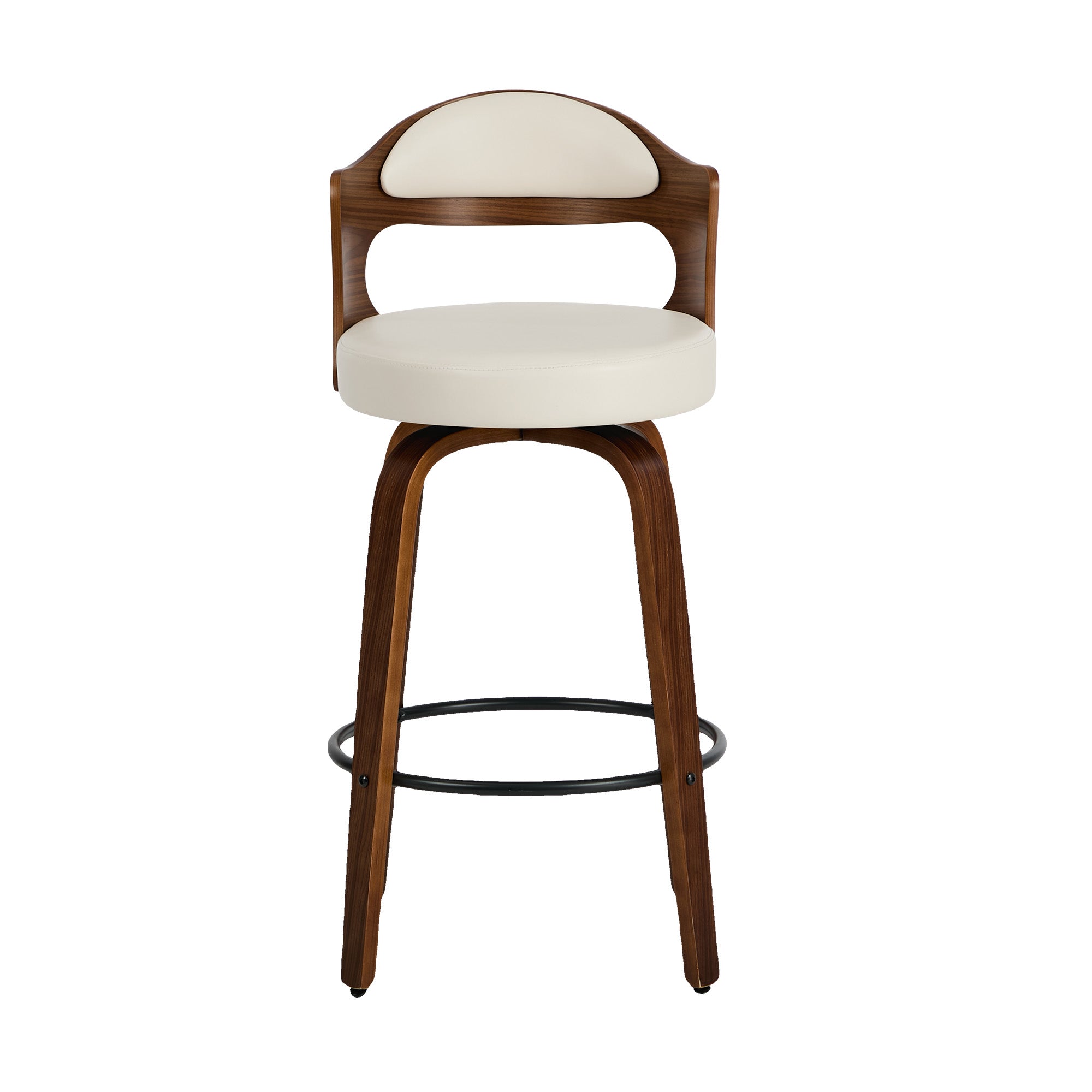 Oikiture 4x Bar Stools Kitchen Swivel Counter Chair Shell Leather White
