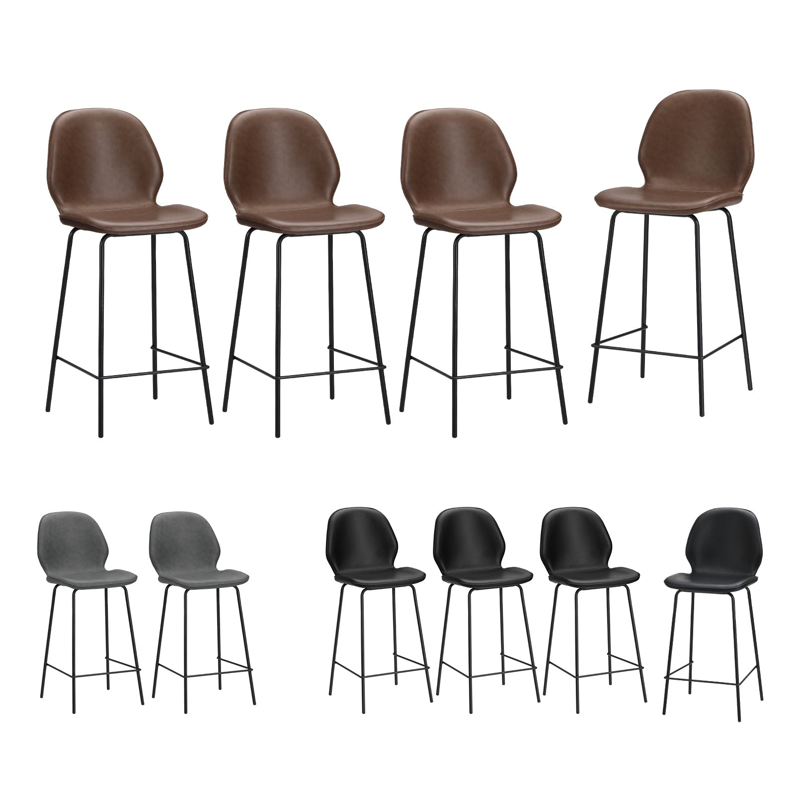 Oikiture 2/4x Bar Stools Kitchen Dining Stool Counter Metal Chairs Leather - Sunyee