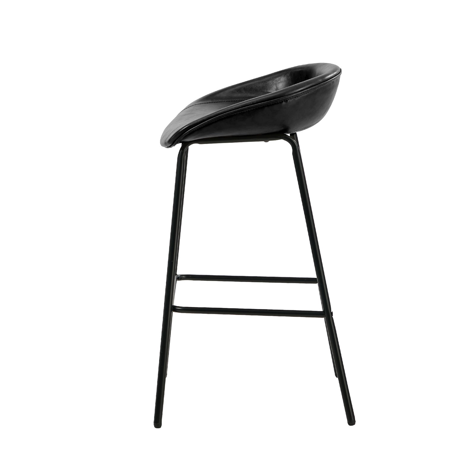 Oikiture 2X Bar Stools Kitchen Dining Chair Metal Counter Stool PU Leather Black - Sunyee