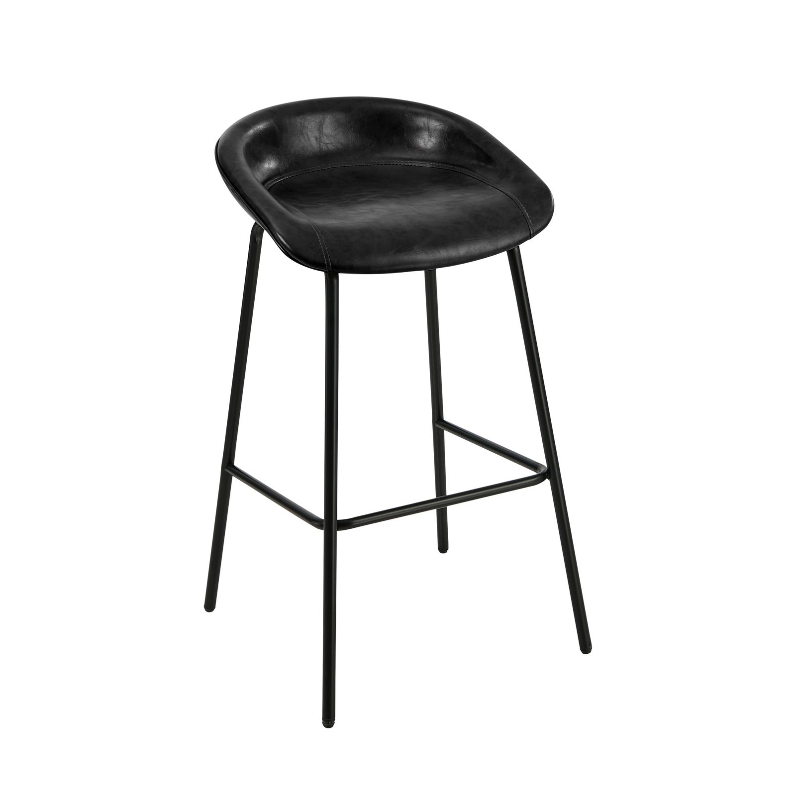 Oikiture 4X Bar Stools Kitchen Dining Chair Metal Counter Stool PU Leather Black - Sunyee