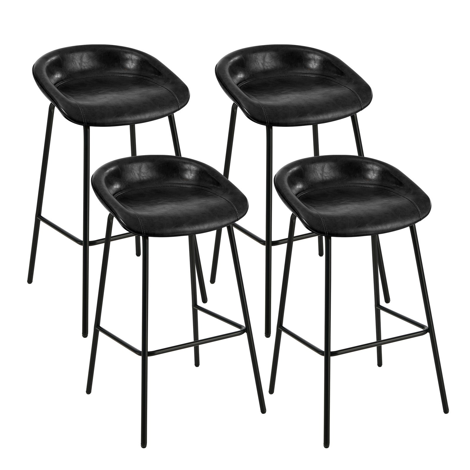 Oikiture 2/4x Bar Stools Kitchen Dining Chairs Counter Stools Leather Metal - Sunyee