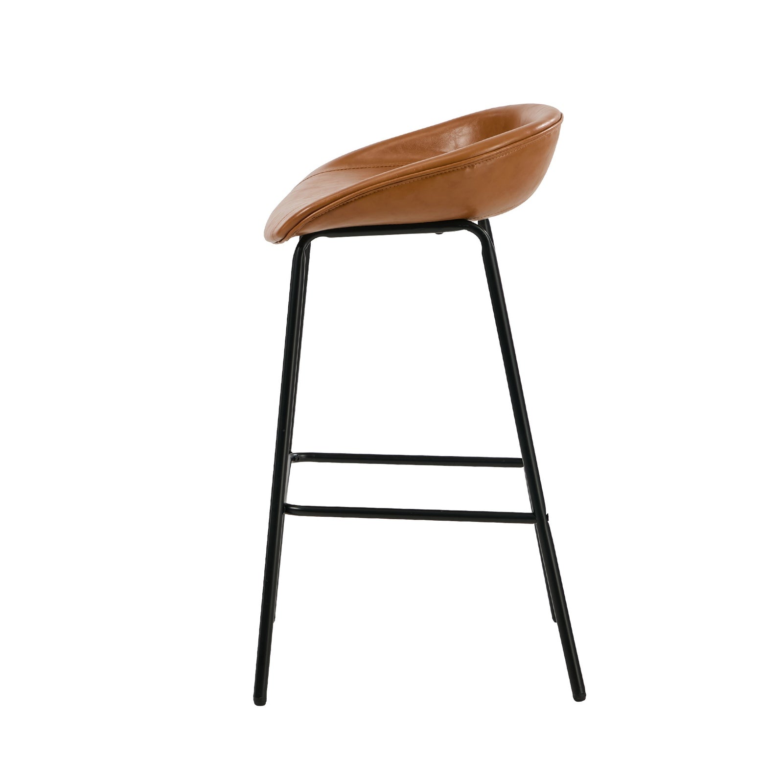 Oikiture 2X Bar Stools Kitchen Dining Chair Metal Counter Stool PU Leather Brown - Sunyee