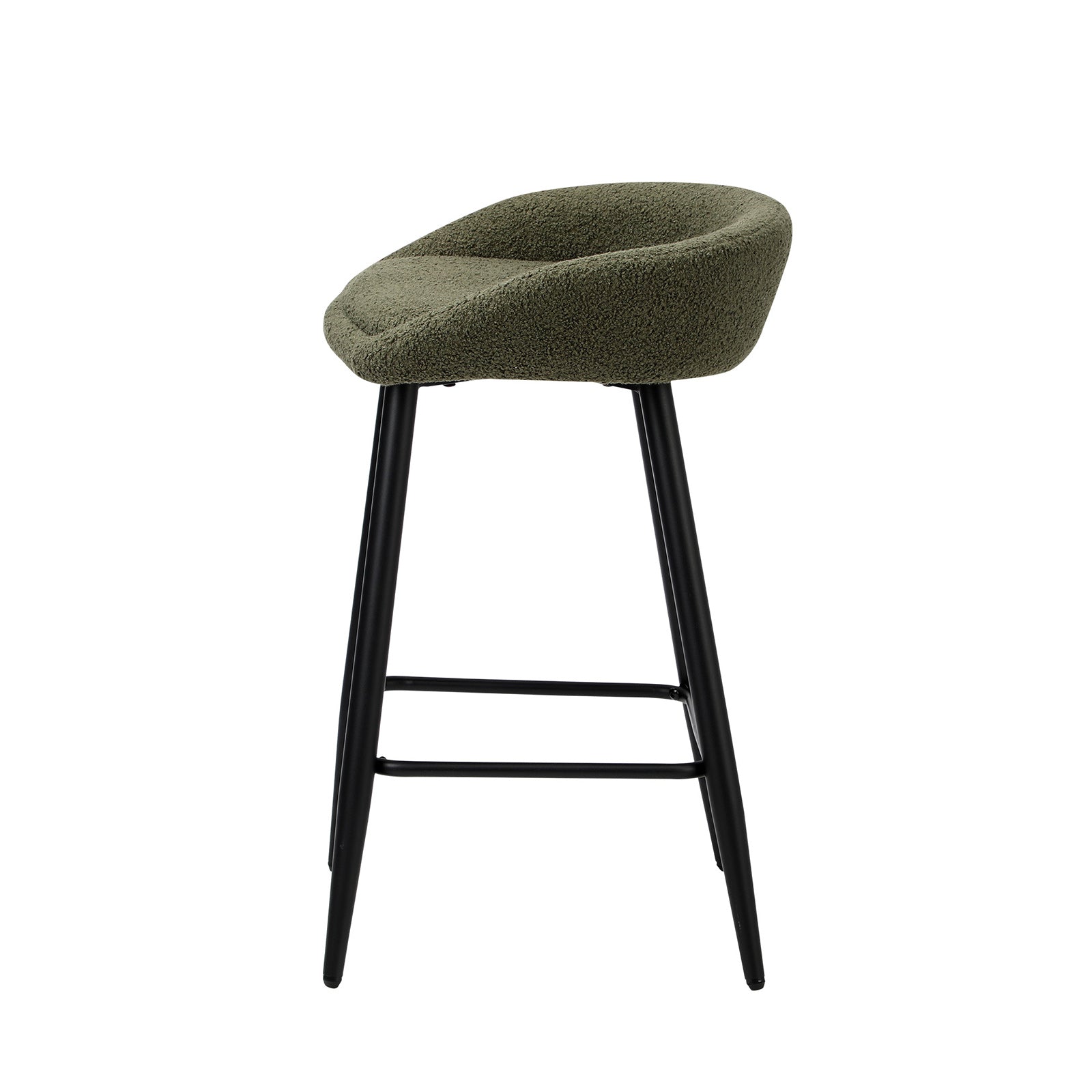 Oikiture Bar Stools Set of 2 Kitchen Dining Chairs Counter Stools Green Boucle - Sunyee