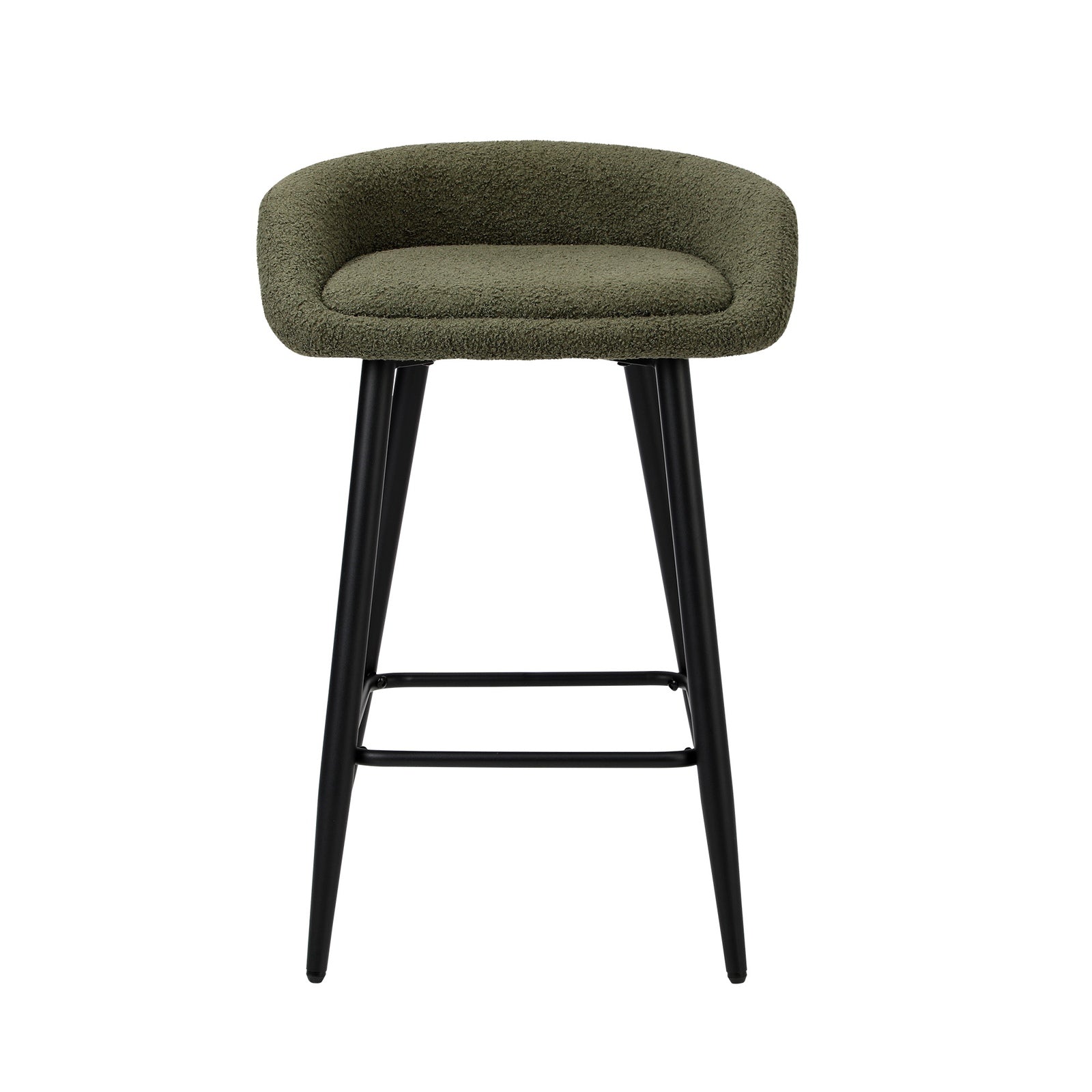 Oikiture Bar Stools Set of 4 Kitchen Dining Chairs Counter Stools Green Boucle - Sunyee