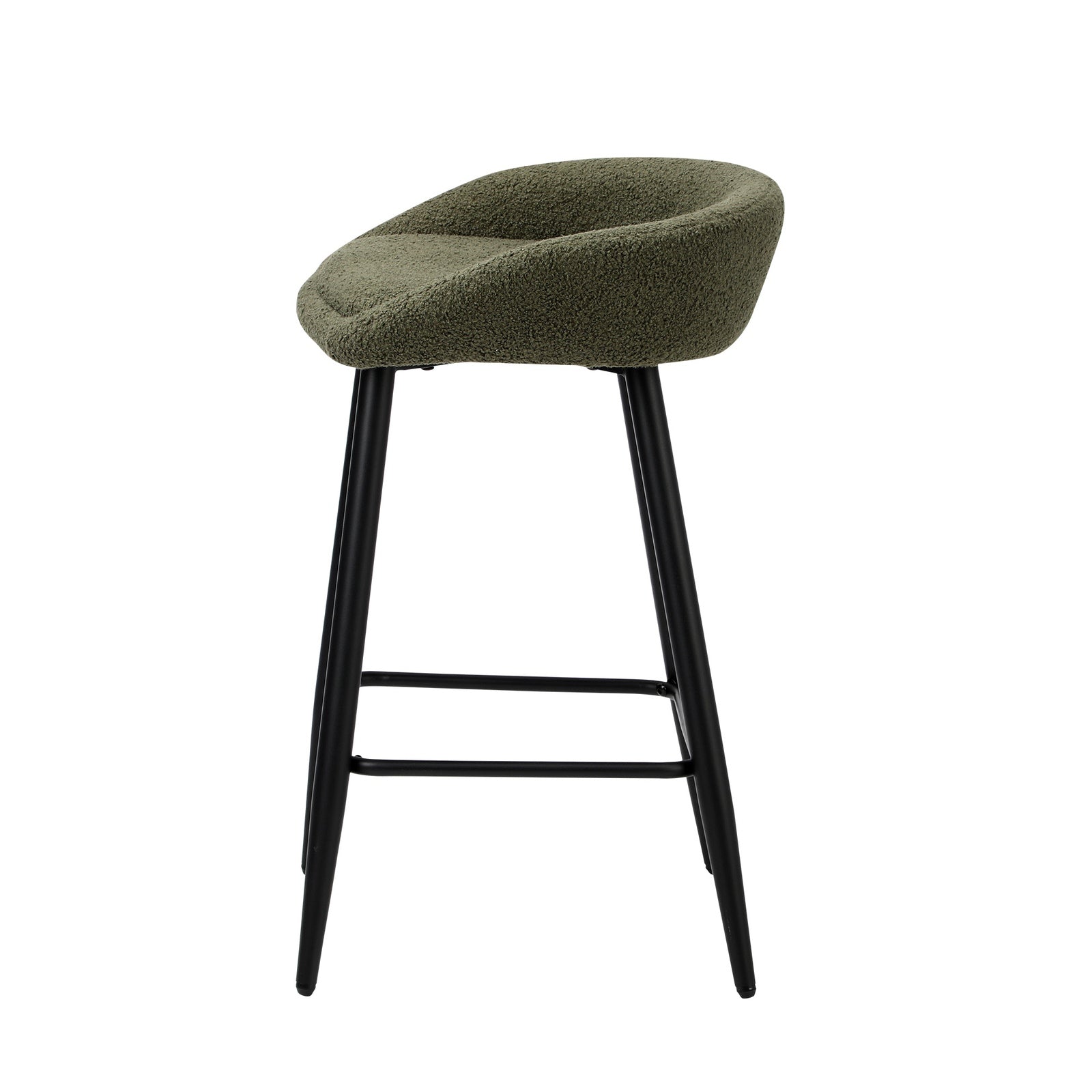 Oikiture Bar Stools Set of 4 Kitchen Dining Chairs Counter Stools Green Boucle - Sunyee