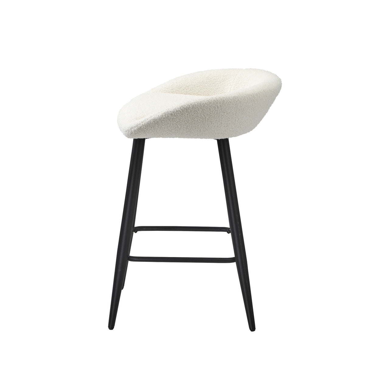 Oikiture Bar Stools Set of 2 Kitchen Dining Chairs Counter Stool White Boucle - Sunyee