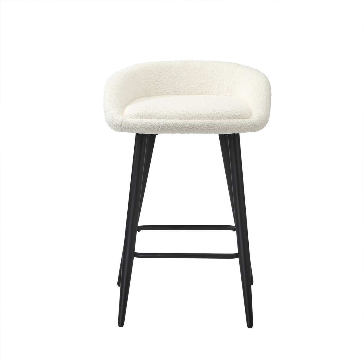 Oikiture Bar Stools Set of 4 Kitchen Dining Chairs Counter Stool White Boucle - Sunyee