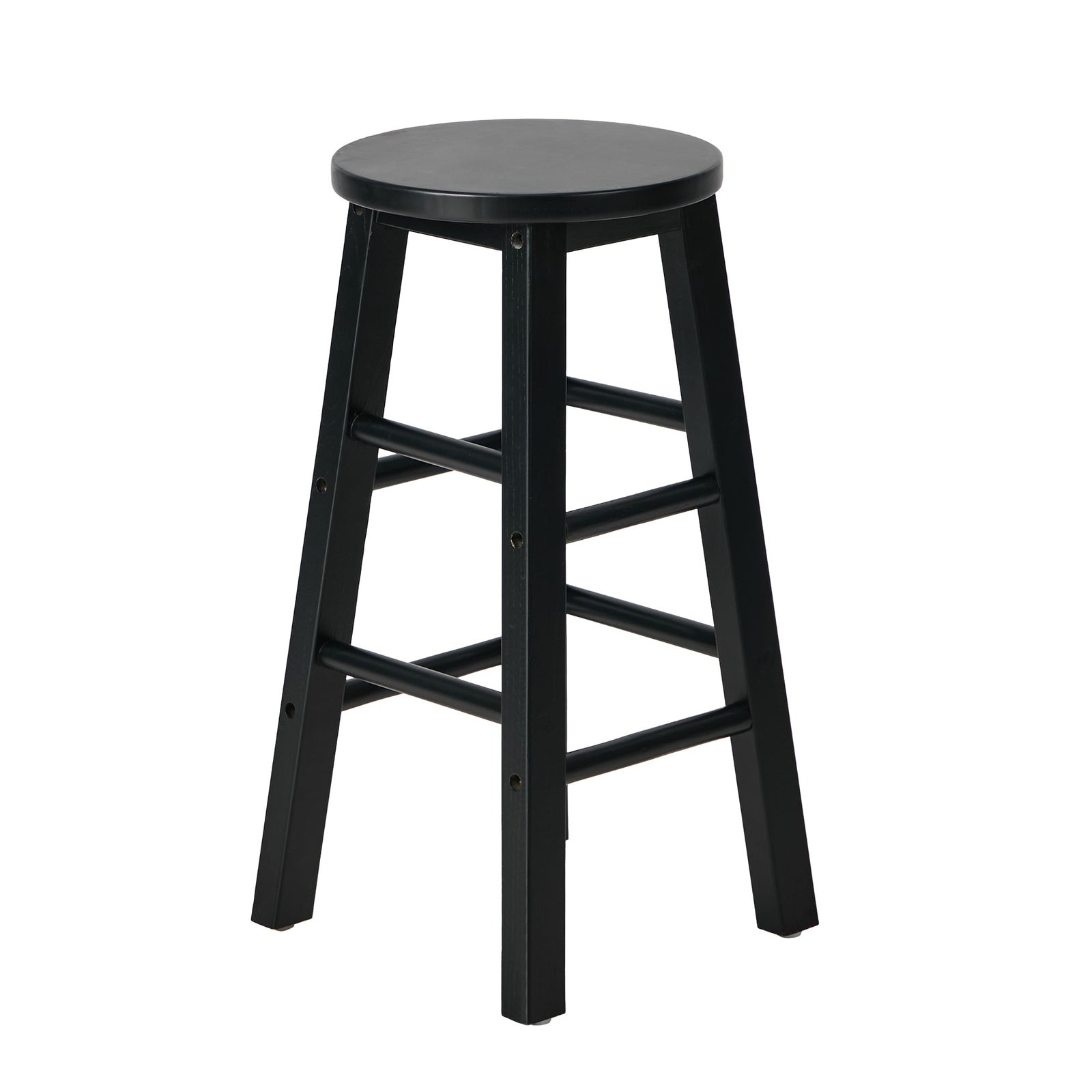 Oikiture 2x Bar Stool Kitchen Counter Round Chair Split-Level Footrest Black