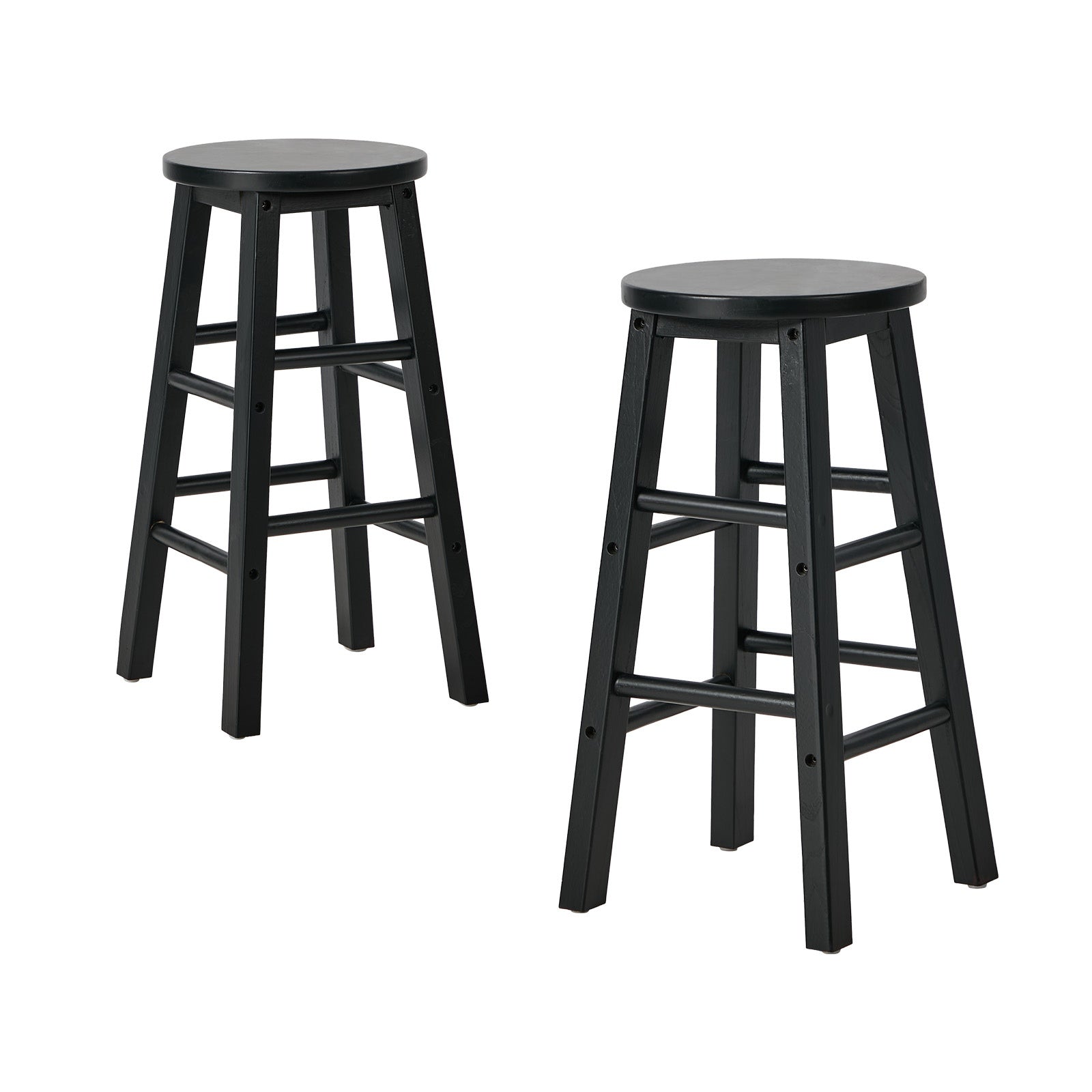 Oikiture 2x Bar Stool Kitchen Counter Round Chair Split-Level Footrest Black
