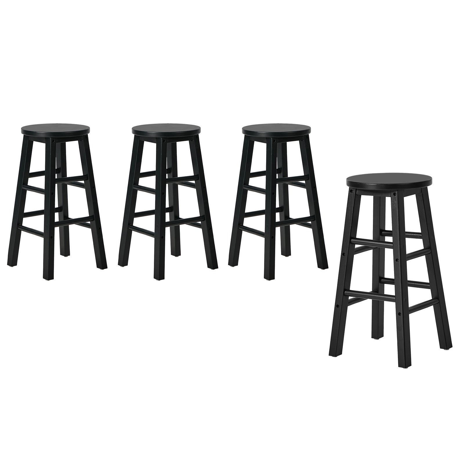 Oikiture 4x Bar Stool Kitchen Counter Round Chair Split-Level Footrest Black