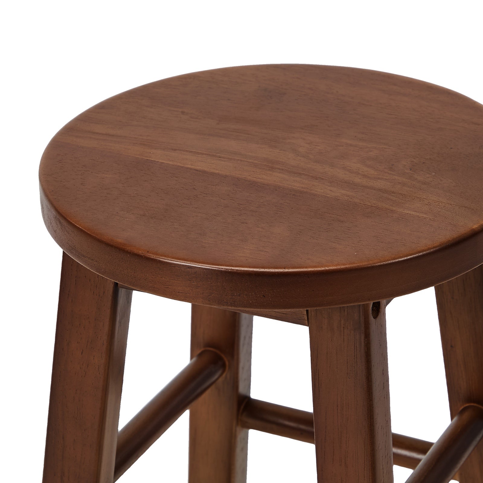 Oikiture 2x Bar Stool Kitchen Counter Round Chair Split-Level Footrest Walnut