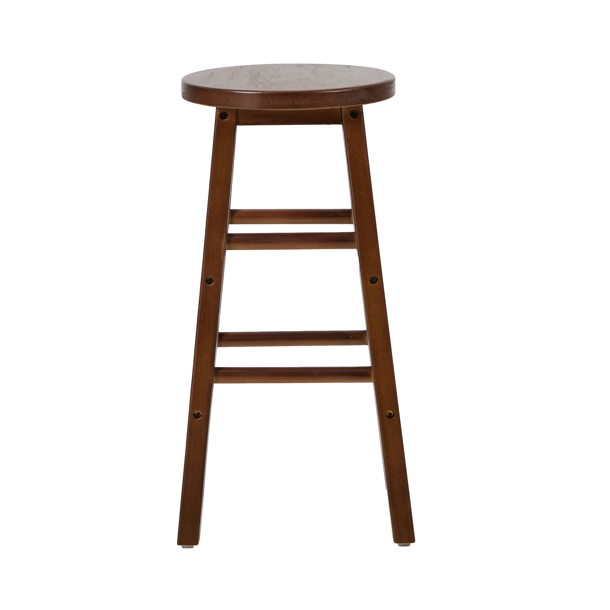 Oikiture 4x Bar Stool Kitchen Counter Round Chair Split-Level Footrest Walnut