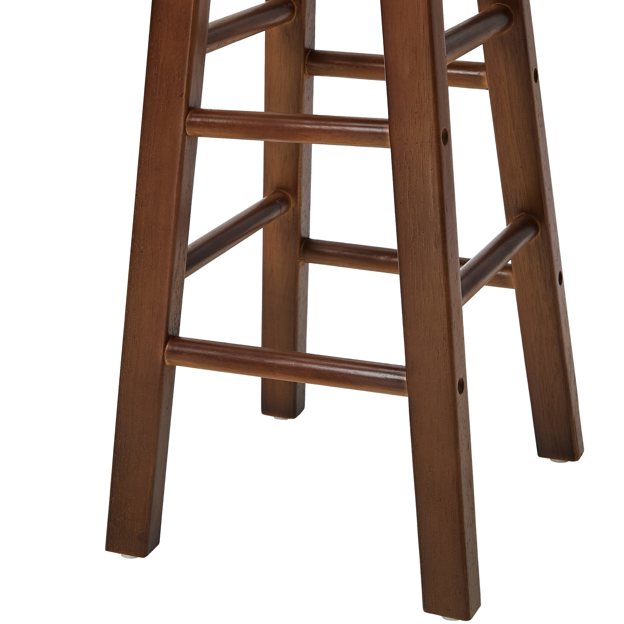Oikiture 4x Bar Stool Kitchen Counter Round Chair Split-Level Footrest Walnut