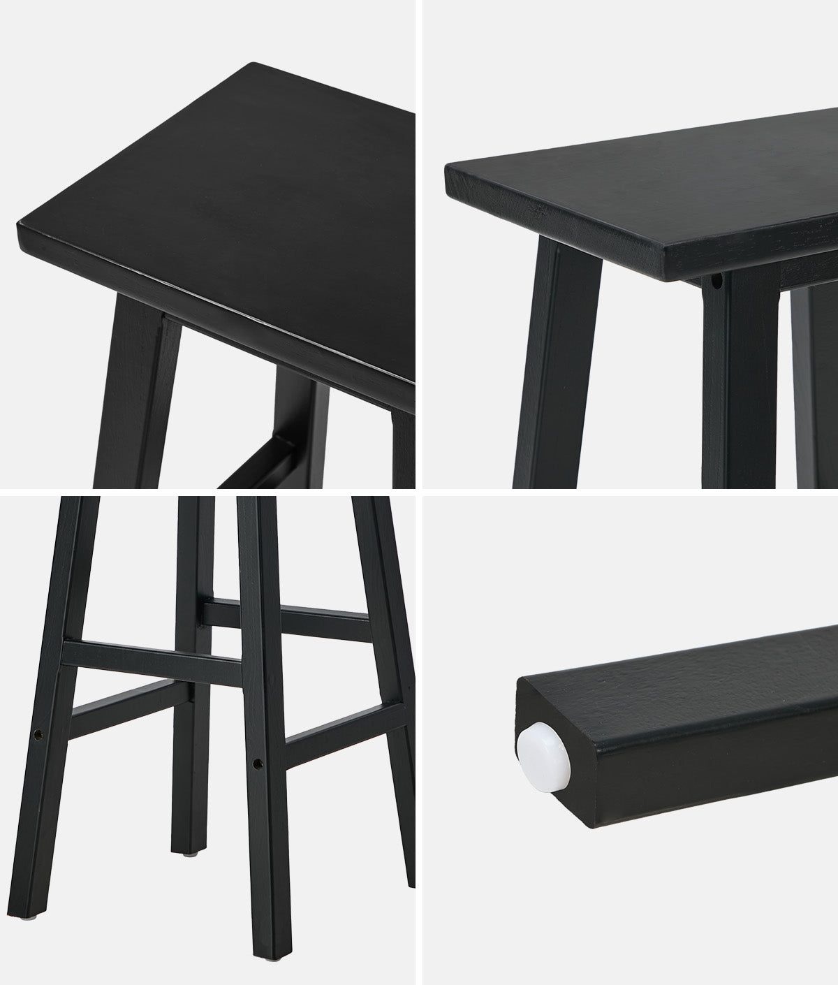 Oikiture 4x Bar Stool Kitchen Counter Dining Chair Split-Level Footrest Black