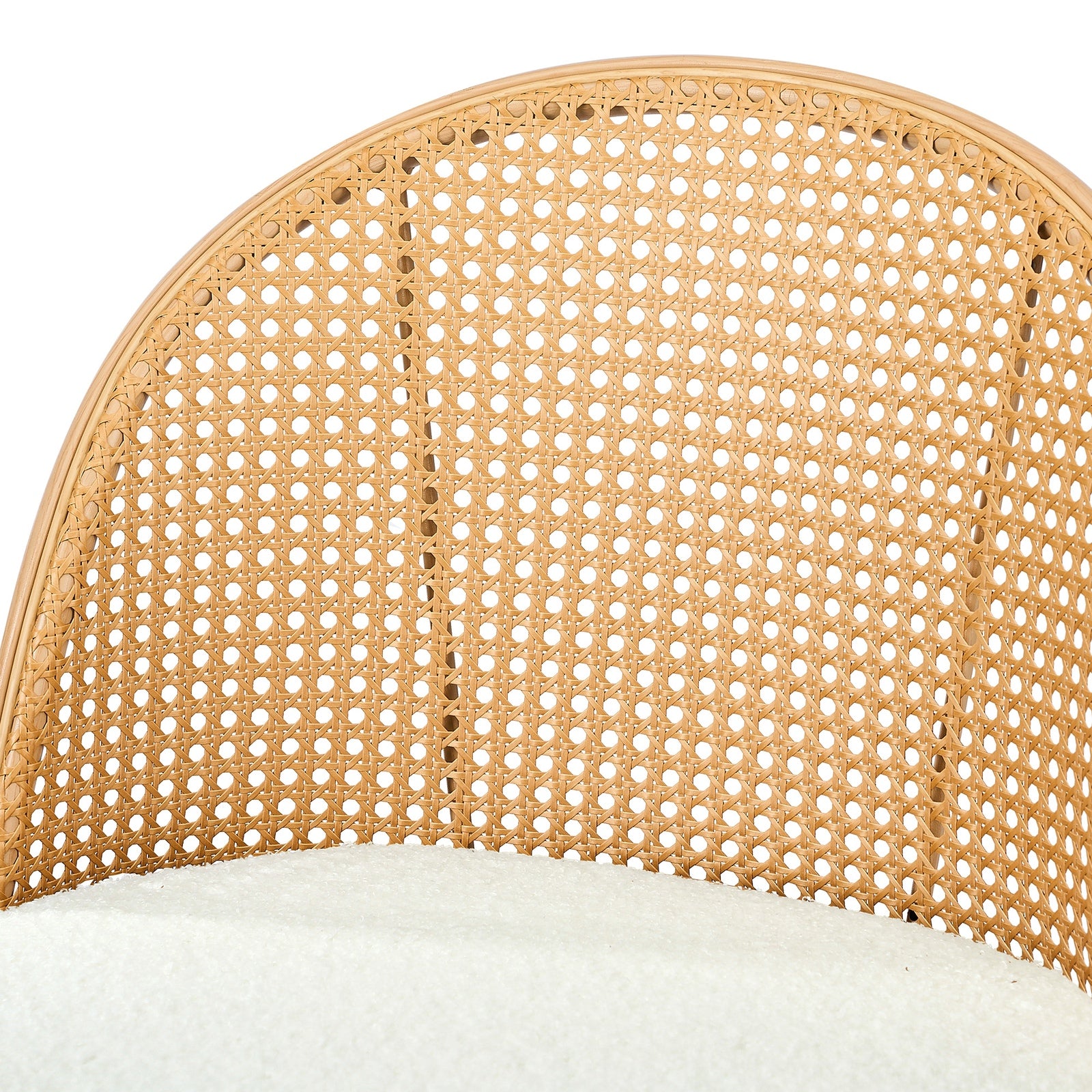 Oikiture Bar Stools Kitchen Counter Stool Rattan Dining Chair Boucle White x4 - Sunyee