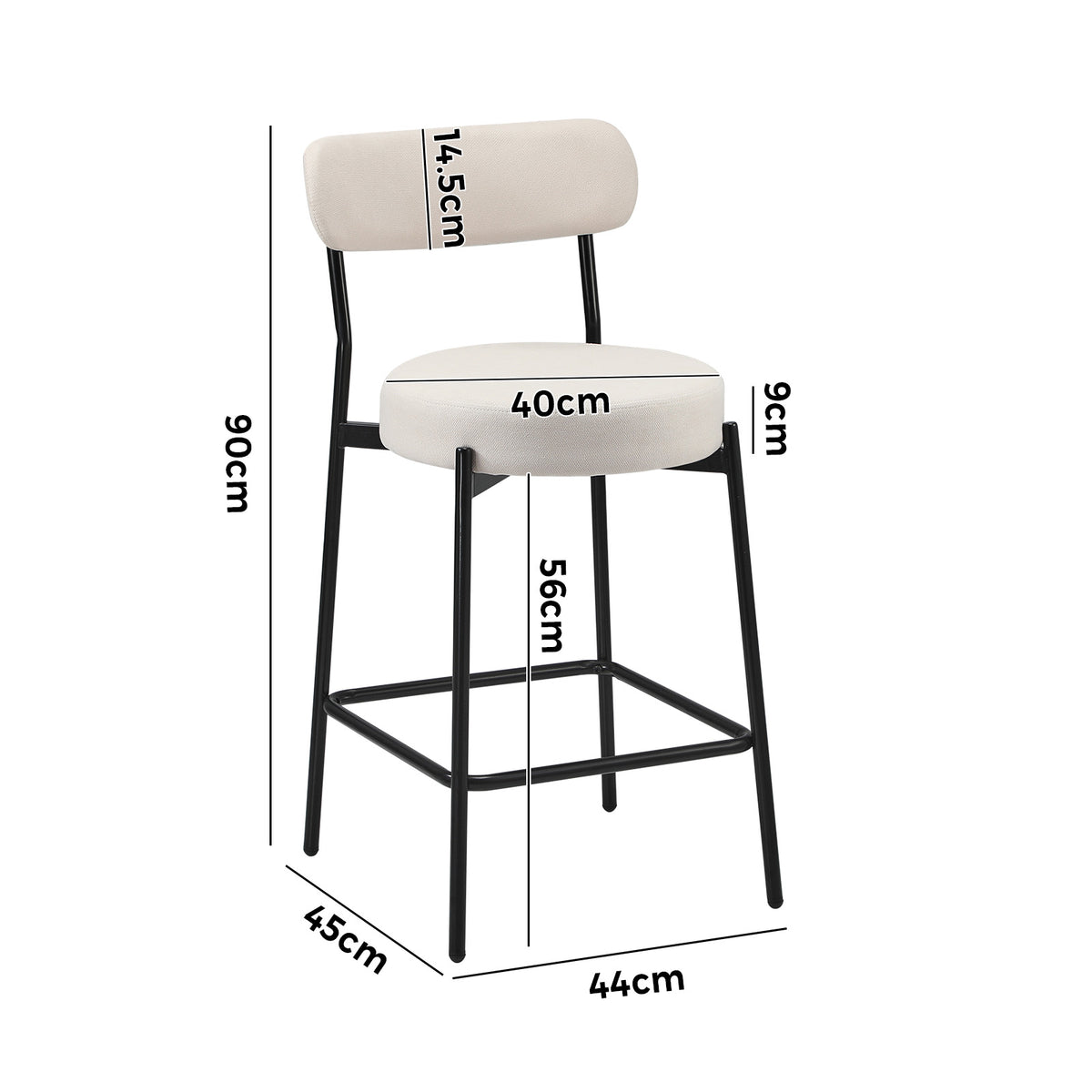 Oikiture 2x Bar Stools Kitchen Dining Chairs Counter Stool Beige - Sunyee