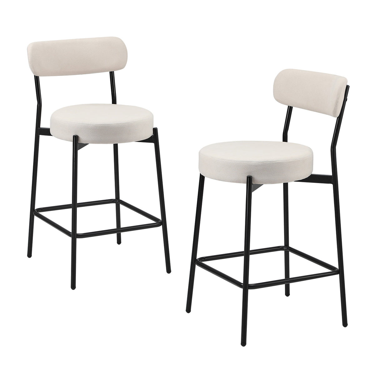 Oikiture 2x Bar Stools Kitchen Dining Chairs Counter Stool Beige - Sunyee
