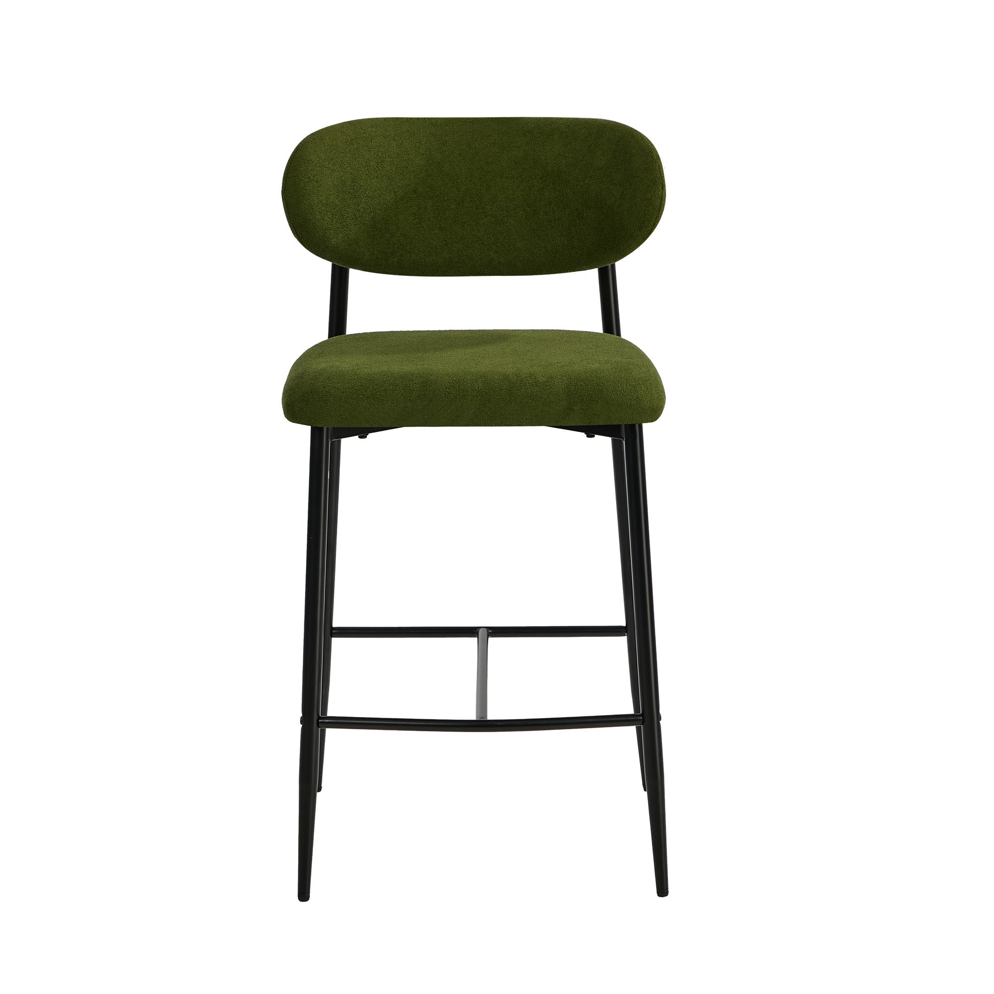 Oikiture 2x Bar Stools Kitchen Stool Counter Chair Fabric Green
