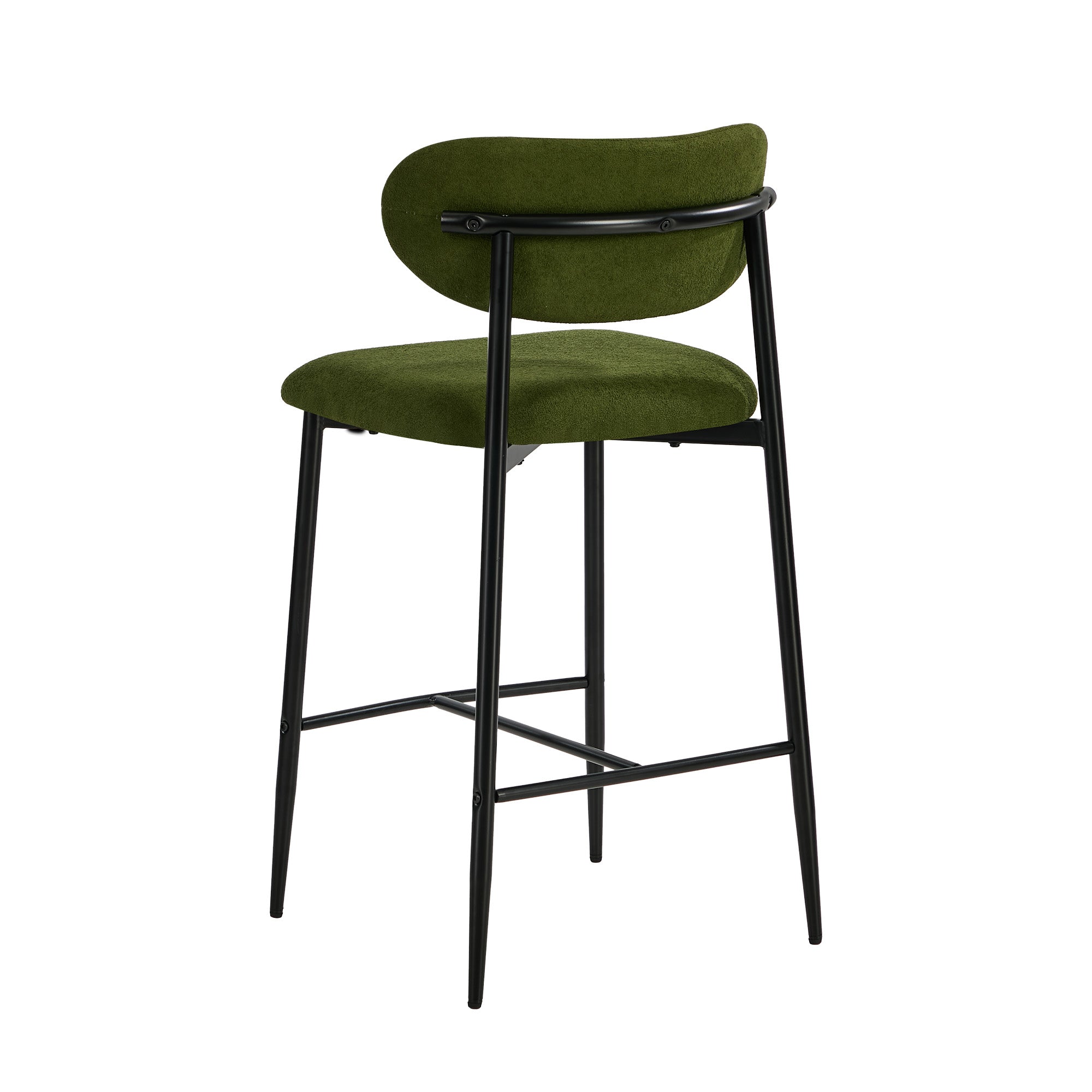 Oikiture 2x Bar Stools Kitchen Stool Counter Chair Fabric Green