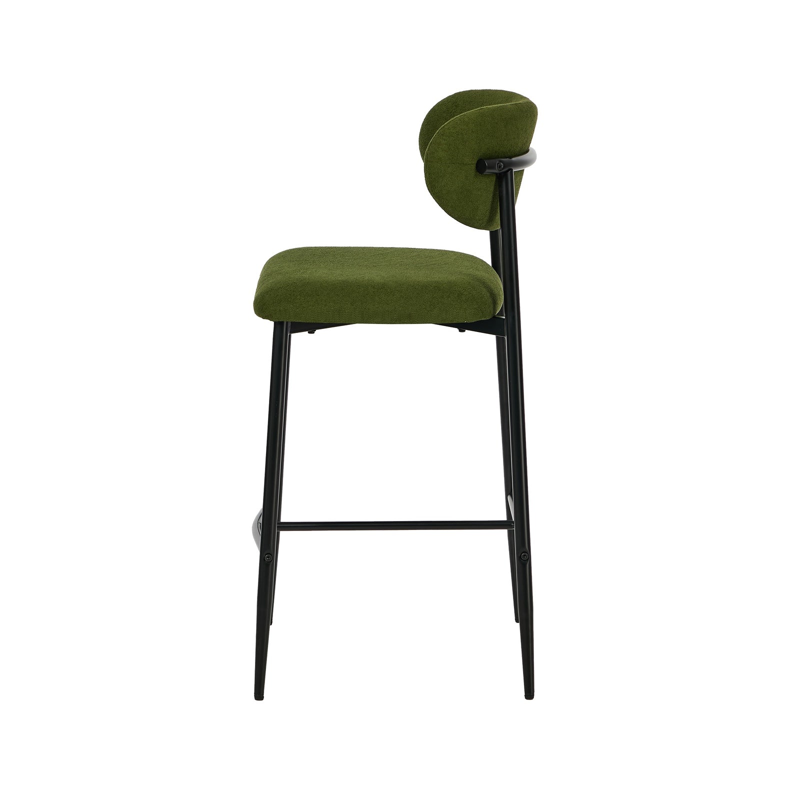 Oikiture 4x Bar Stools Kitchen Stool Counter Chair Fabric Green