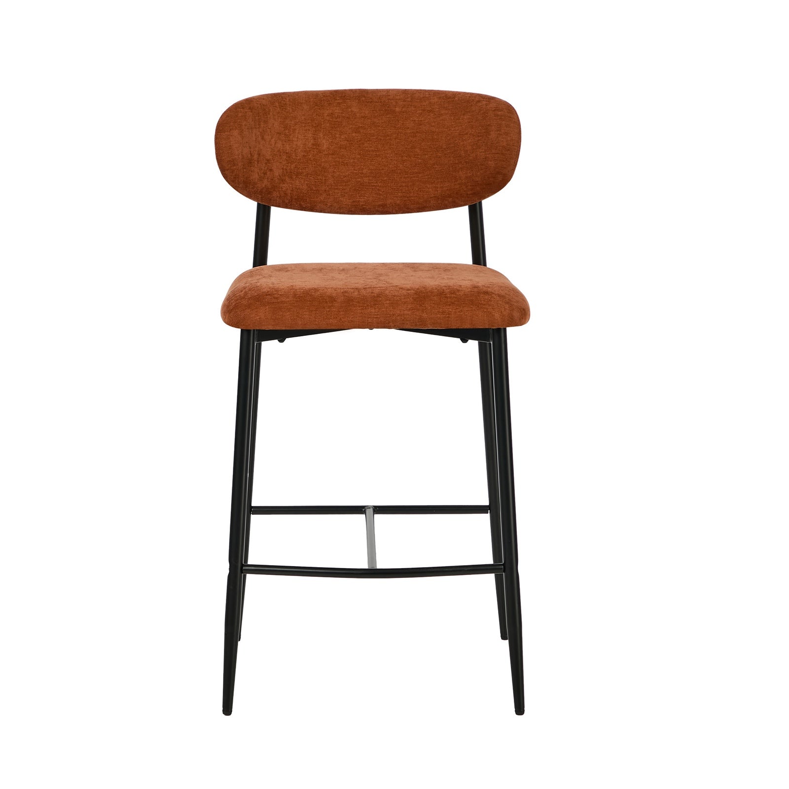Oikiture 2x Bar Stools Kitchen Stool Counter Chair Fabric Orange
