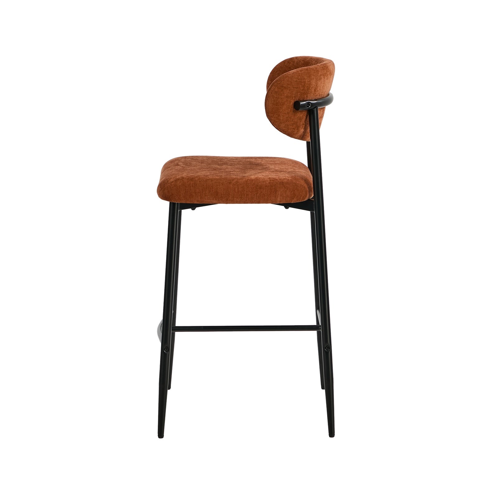 Oikiture 2x Bar Stools Kitchen Stool Counter Chair Fabric Orange