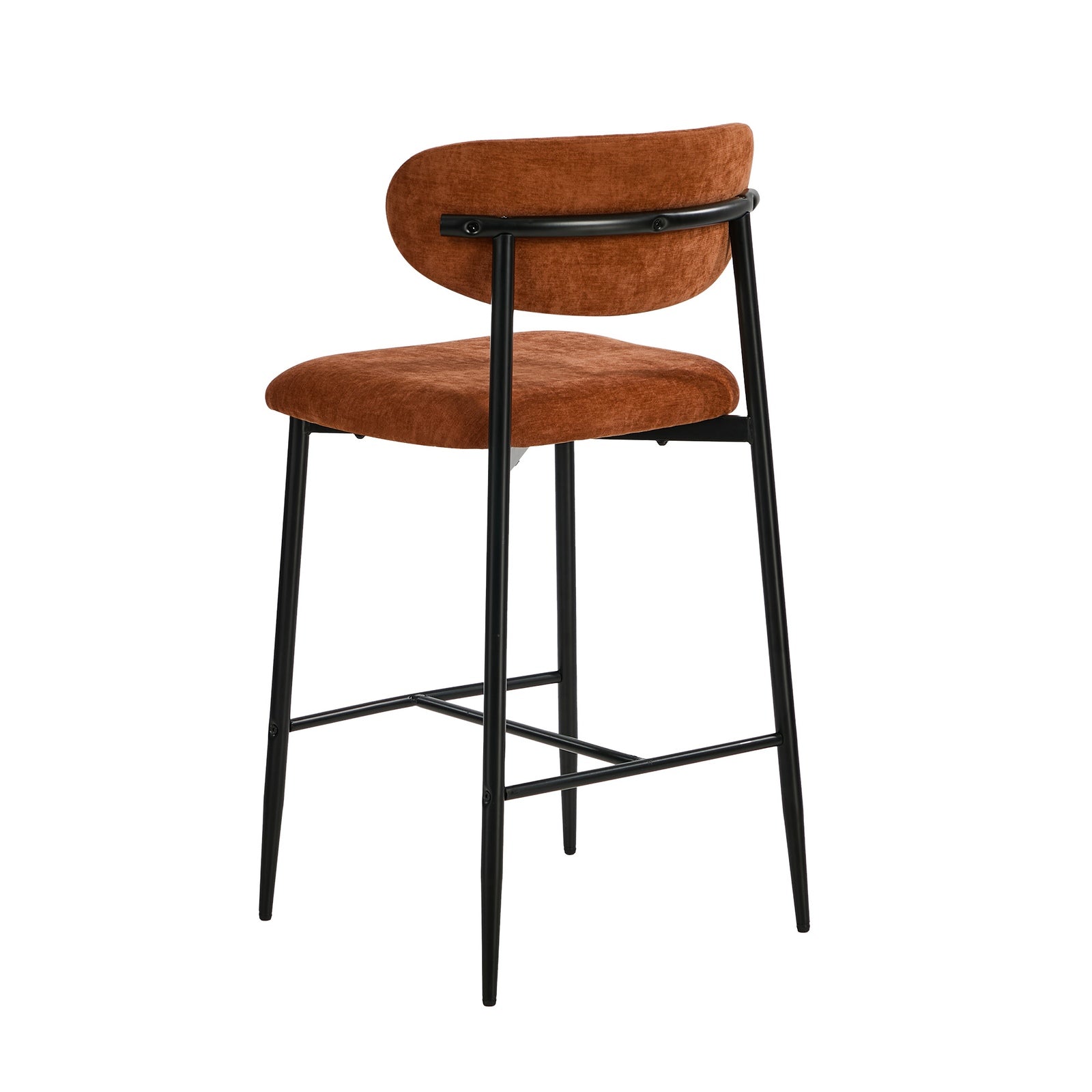 Oikiture 4x Bar Stools Kitchen Stool Counter Chair Fabric Orange