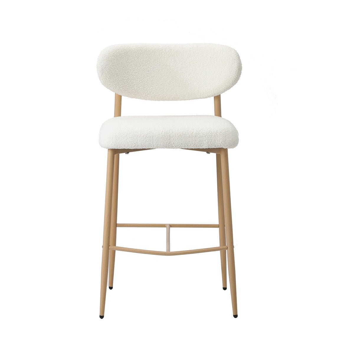 Oikiture 2x Bar Stools Kitchen Stool Counter Chair Boucle Fabric Natural - Sunyee