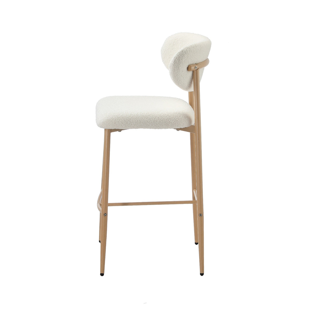 Oikiture 2x Bar Stools Kitchen Stool Counter Chair Boucle Fabric Natural - Sunyee