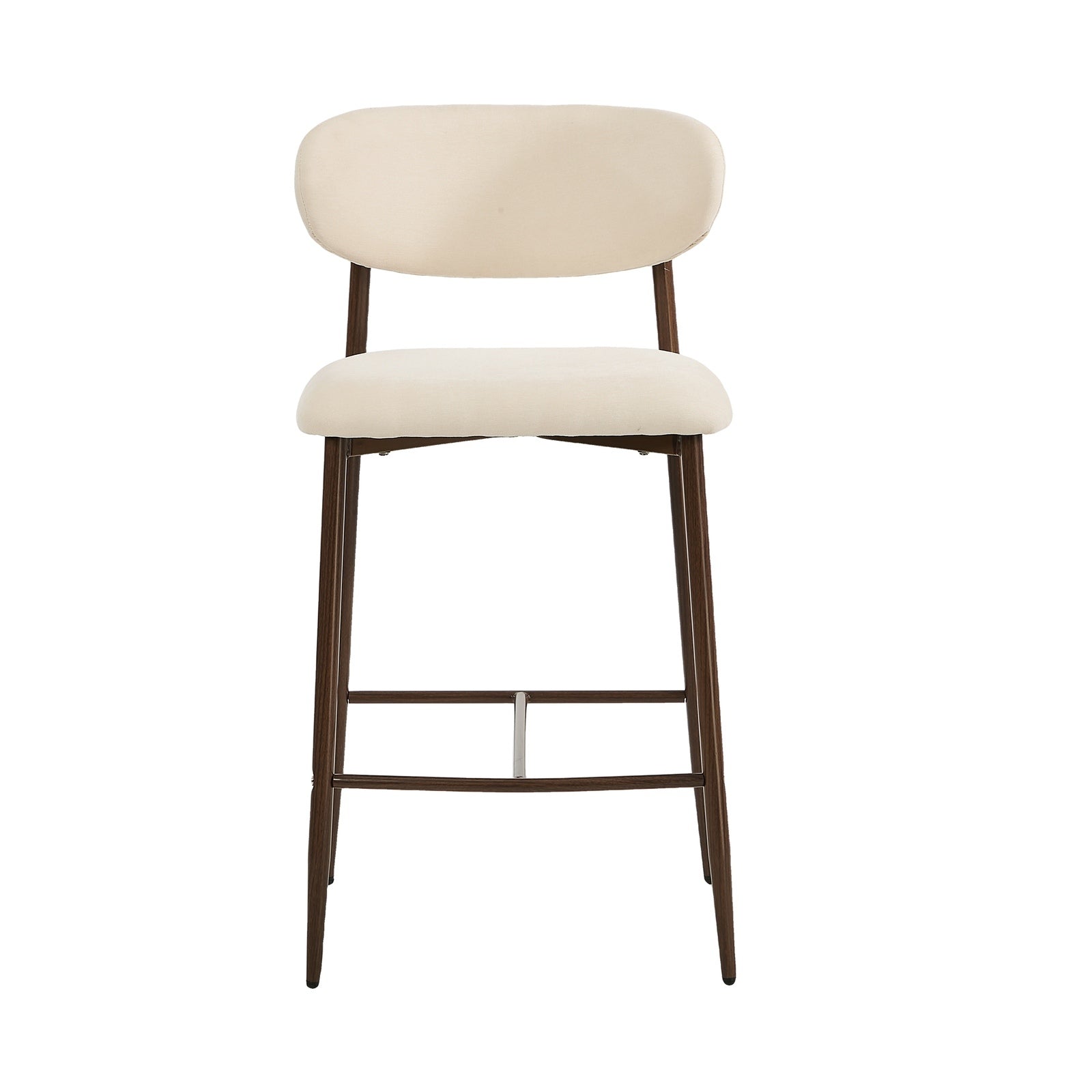 Oikiture 4x Bar Stools Kitchen Stool Counter Chair Boucle Walnut