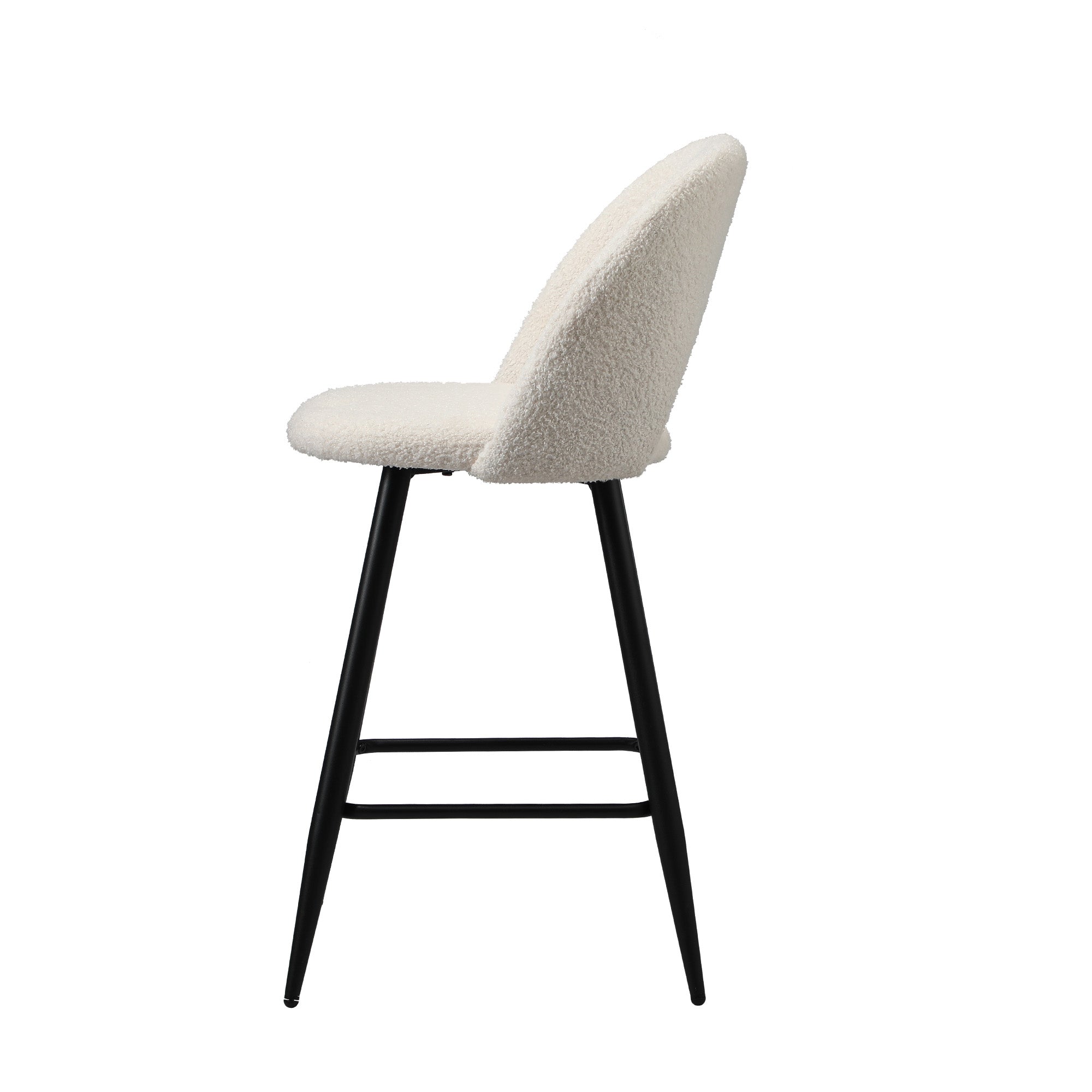 Oikiture 2x Bar Stools Kitchen Counter Stool Dining Chairs Boucle White HORN - Sunyee